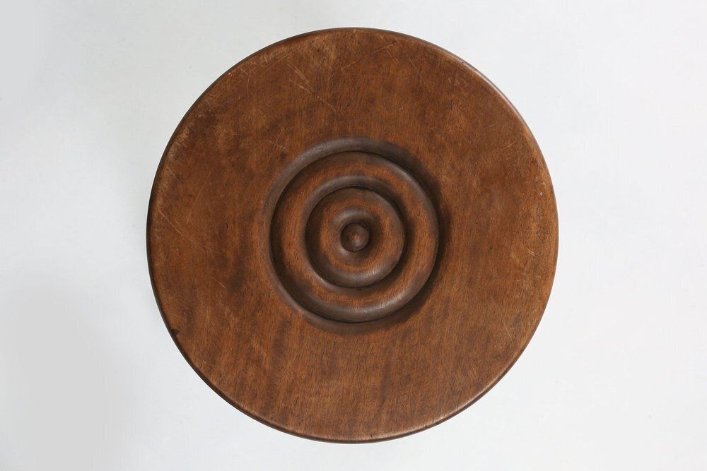 Vintage Brutalist Low Oak Stool, Belgium, 1960s photo vinterior