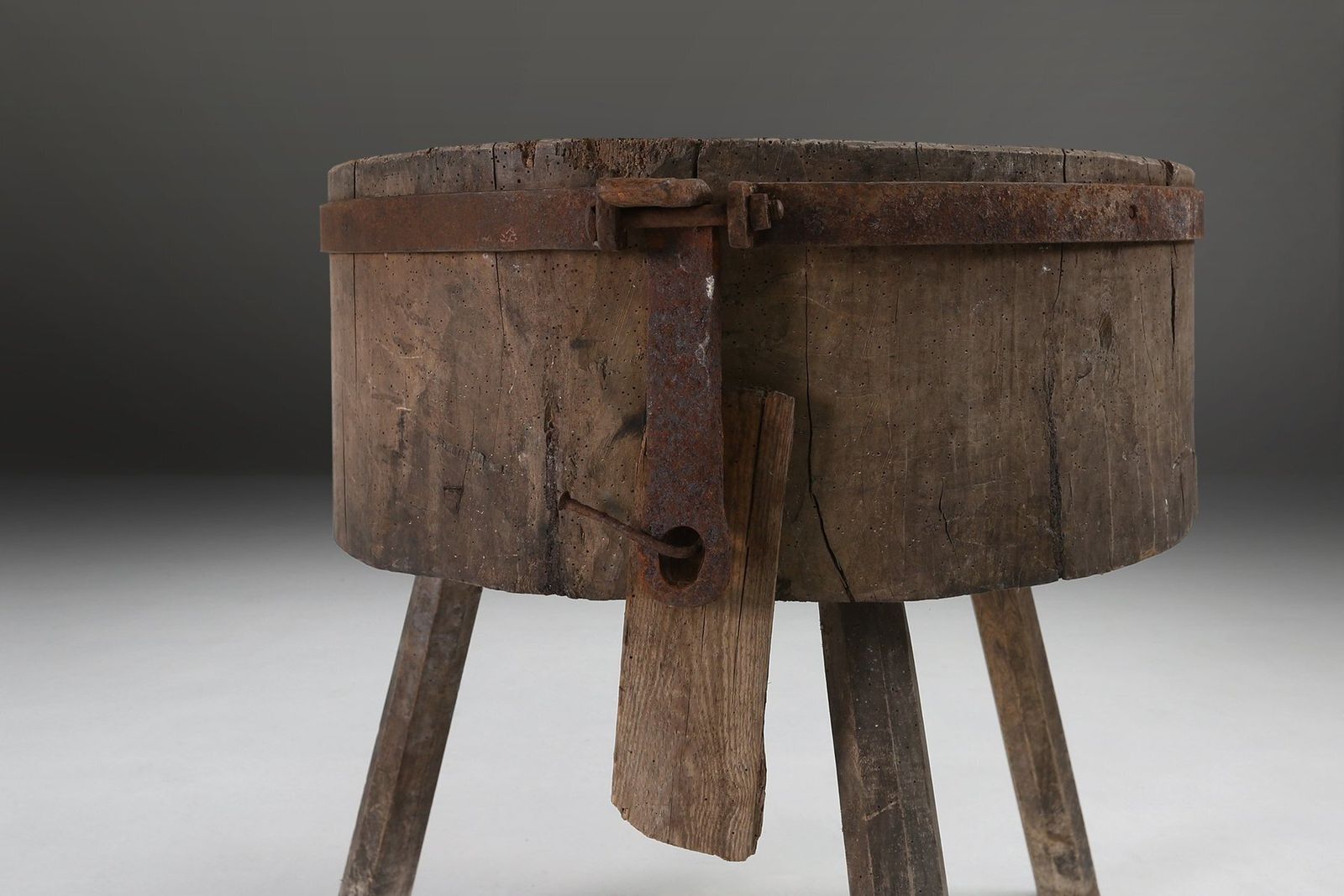 Large Rustic French Chopping Block Table, France, 1920s photo furniture