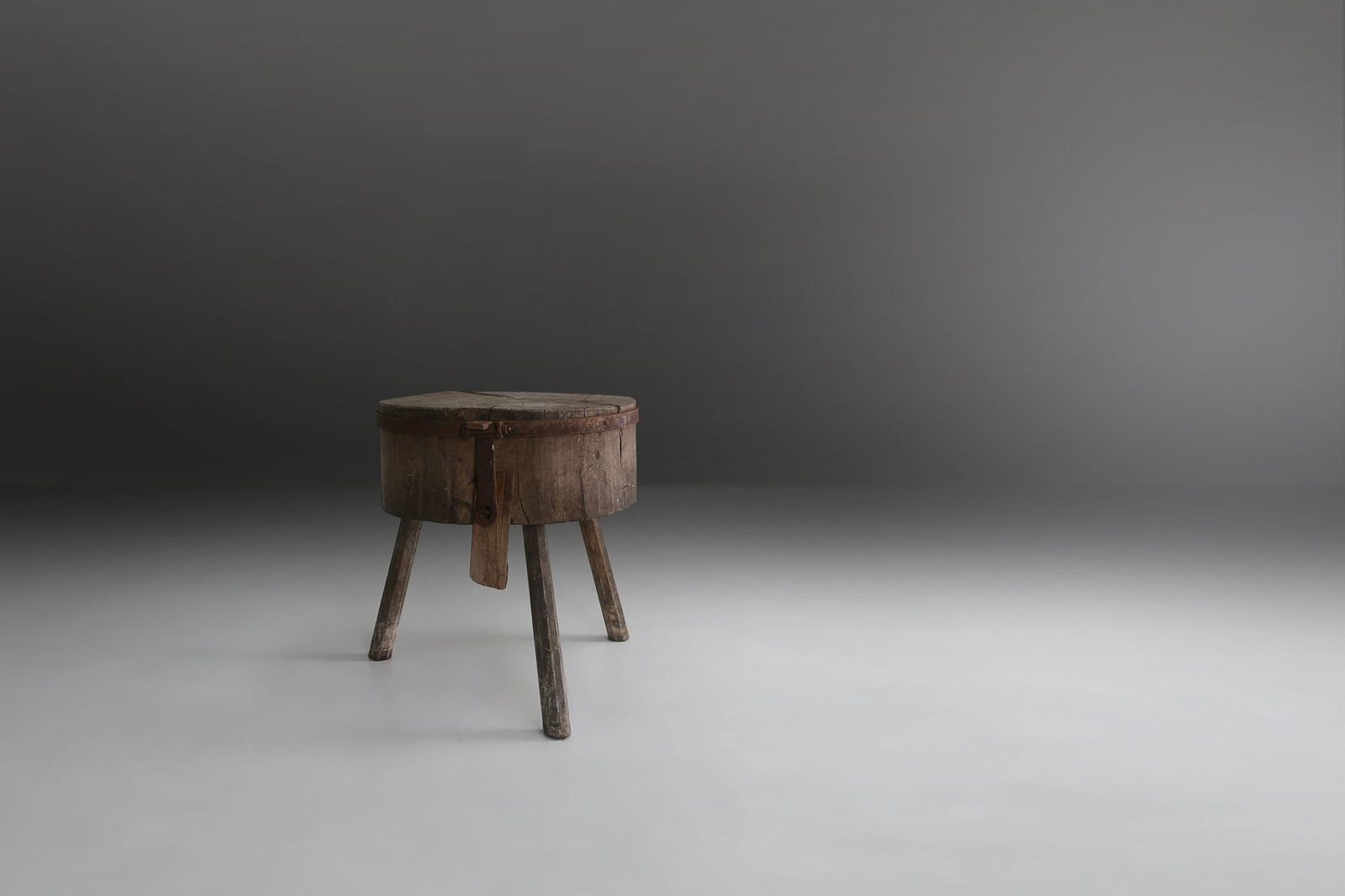 Furniture Large Rustic French Chopping Block Table, France, 1920s photo