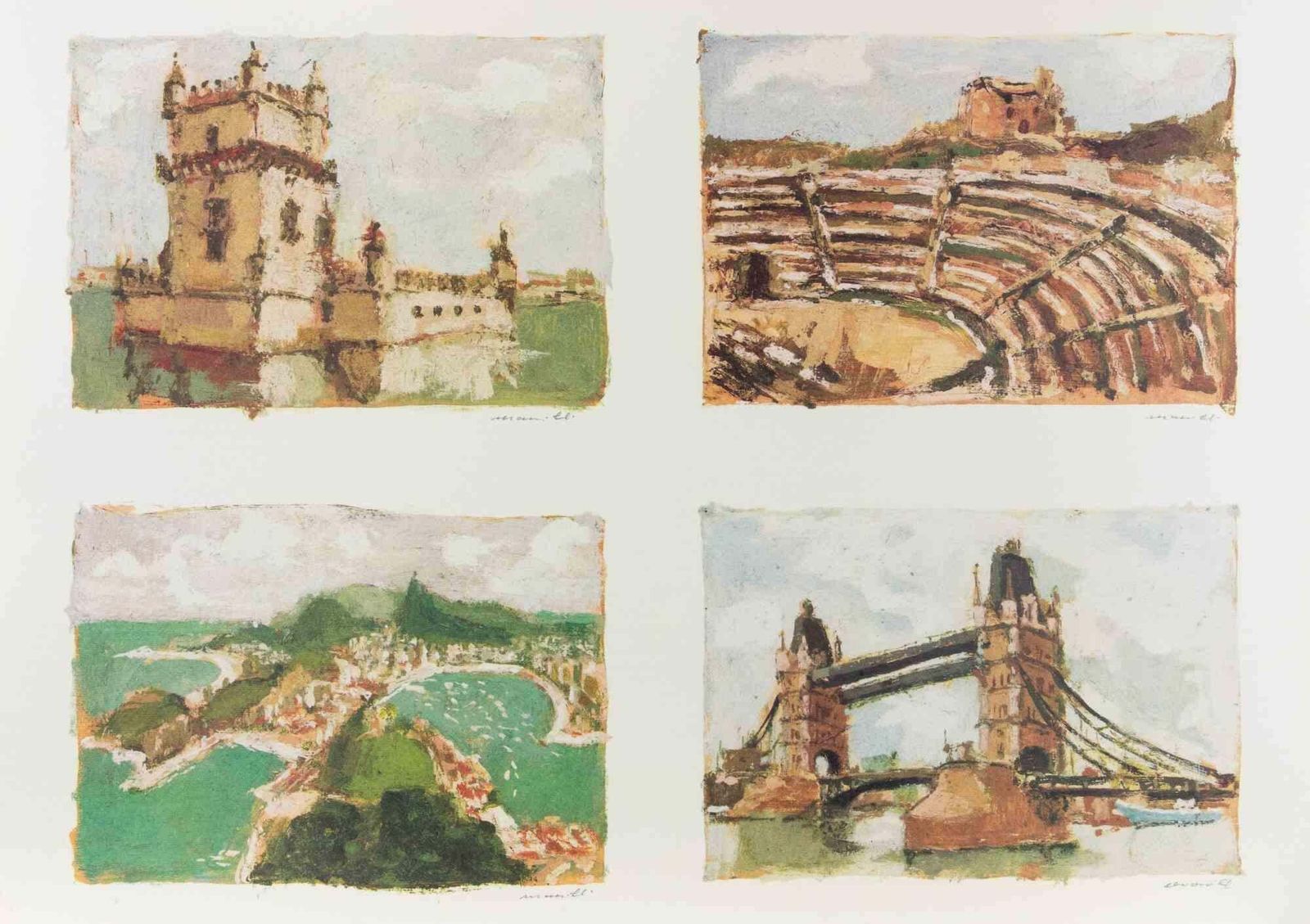 Franco Marzilliitalian Landscapes   Lithograph By Franco Marzilli   1980s1980s