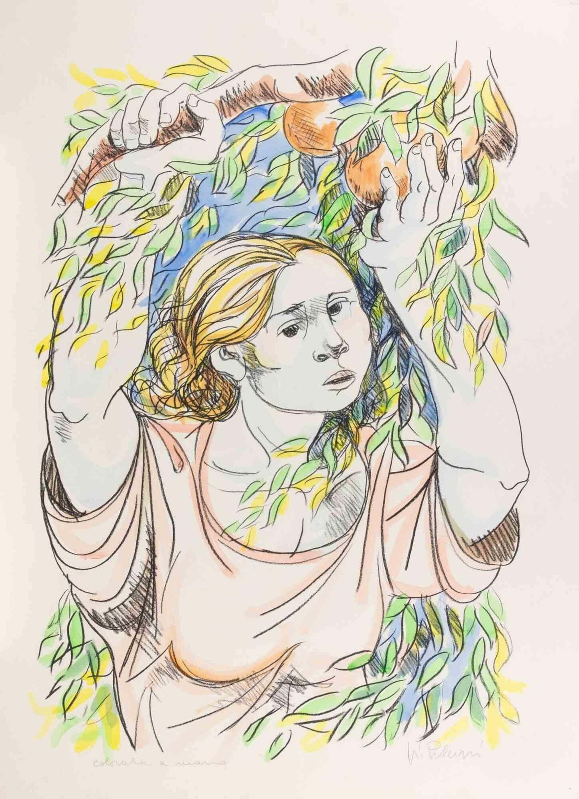 Giuliano Pulciniwoman   Lithograph By Giuliano Pulcini   1970s1970s