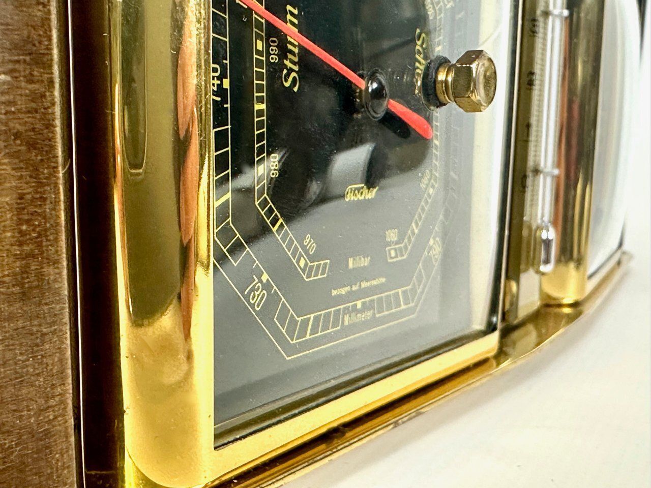 Art Deco Walnut And Brass Fischer Weather Station, 1940s photo buy