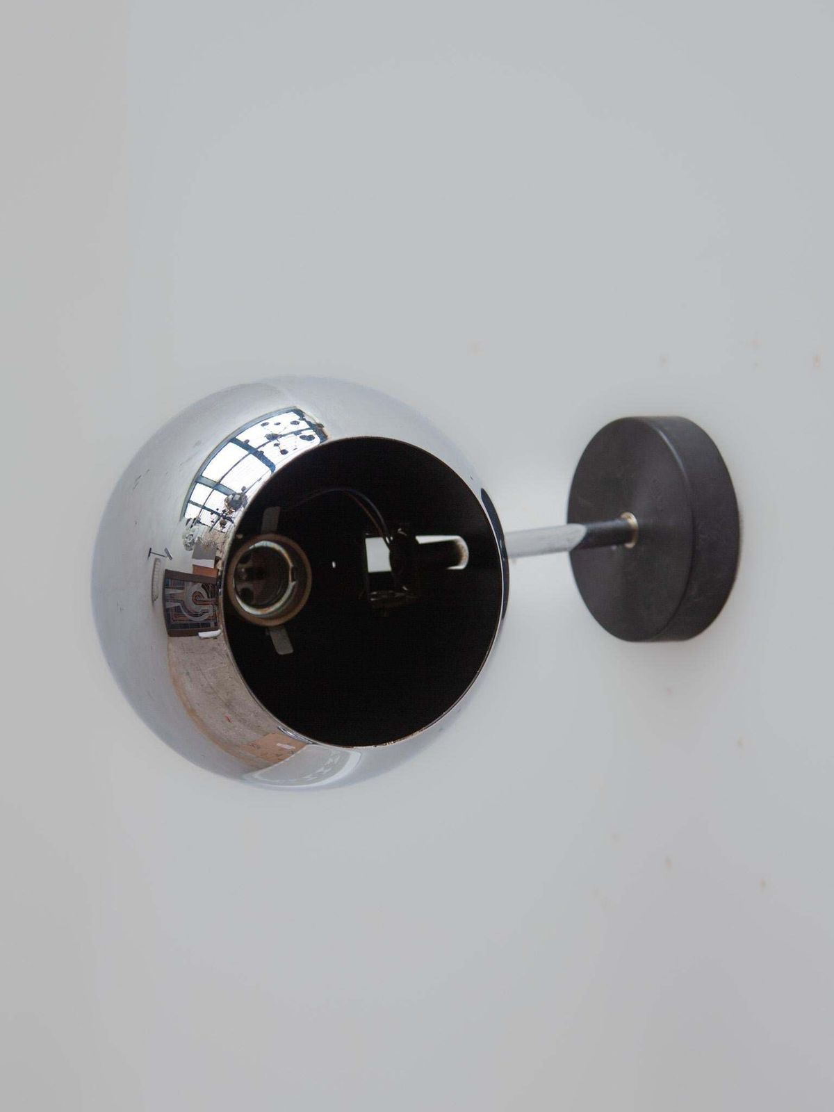 Set Of Two Staff Chrome Globe Wall Lights Designed By Motoko Ishii, 1960s photo buy