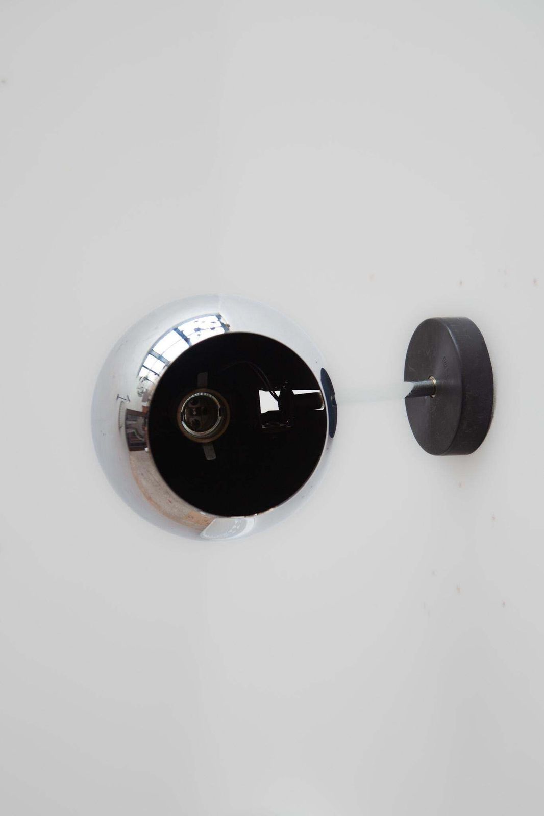 photo for sale Set Of Two Staff Chrome Globe Wall Lights Designed By Motoko Ishii, 1960s