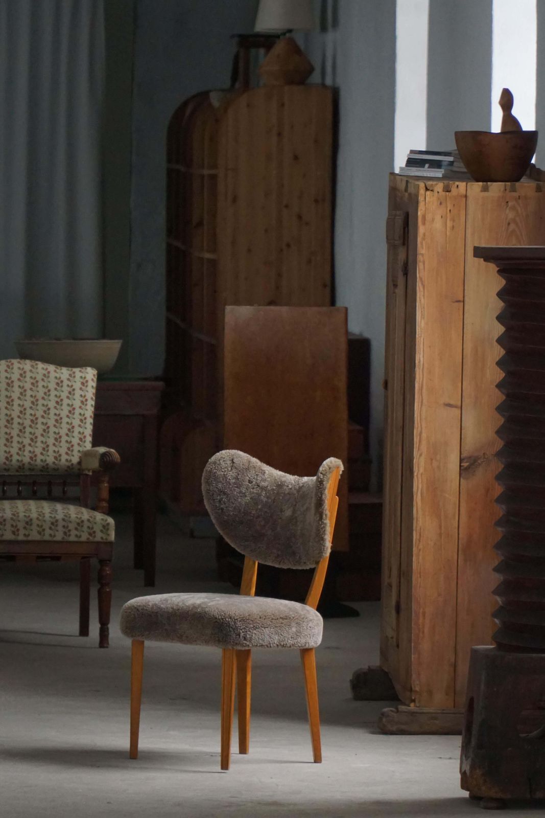 Danish Mid 20th Century, Dining / Desk Chair In Lambswool, Eva Koppel, 1950s photo Furniture