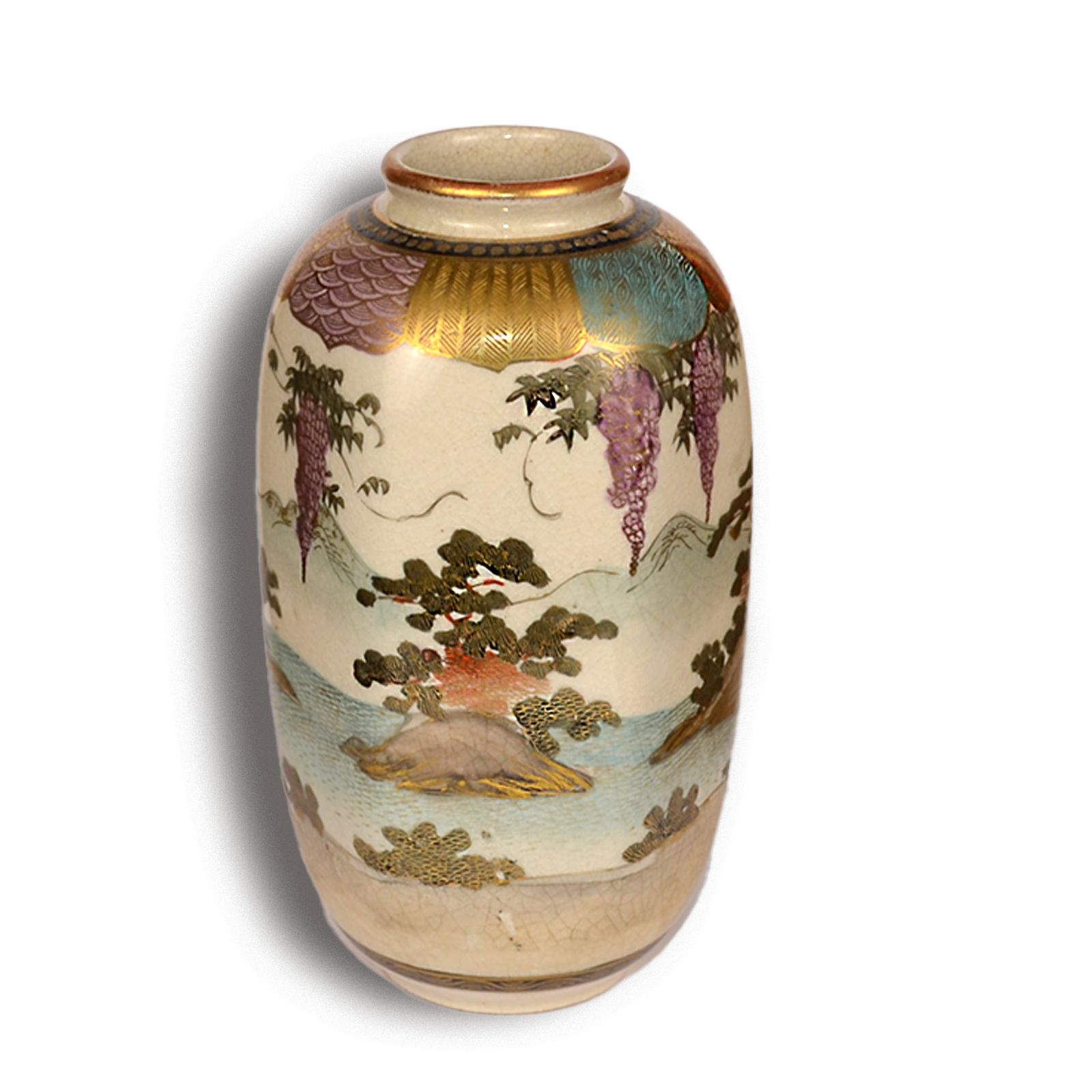 Japanese Meiji Satsuma Vase By Bankozan  Superb Quality 6"  16cm Hexagon Shape photo for sale