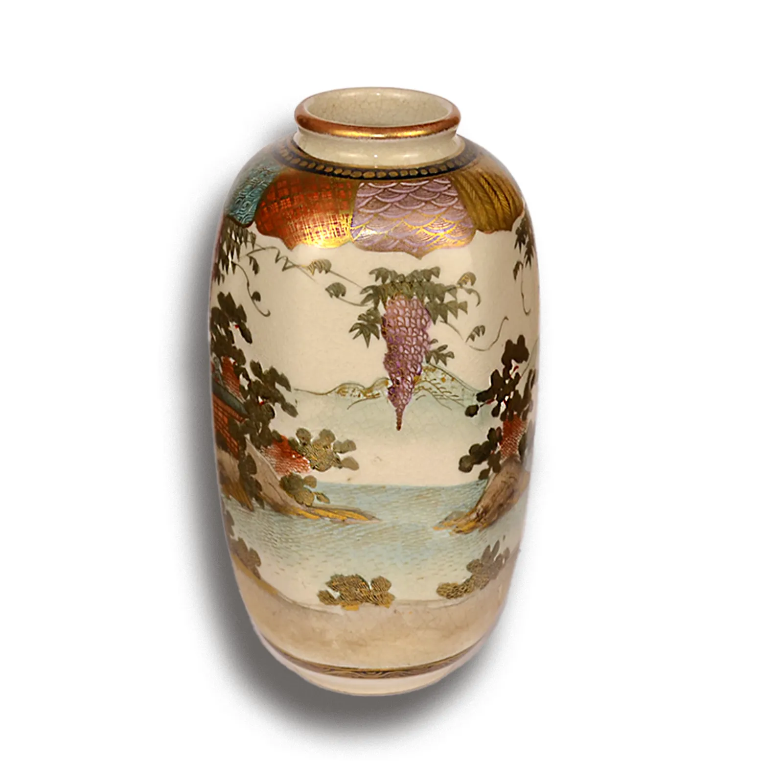 Japanese Meiji Satsuma Vase By Bankozan  Superb Quality 6"  16cm Hexagon Shape photo Home Decor