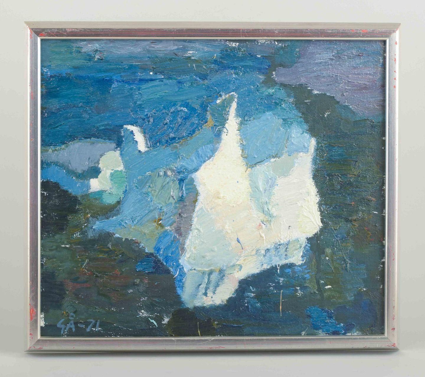 Scandinavian Artist. Oil On Canvas, Abstract Composition, 1971. photo furniture
