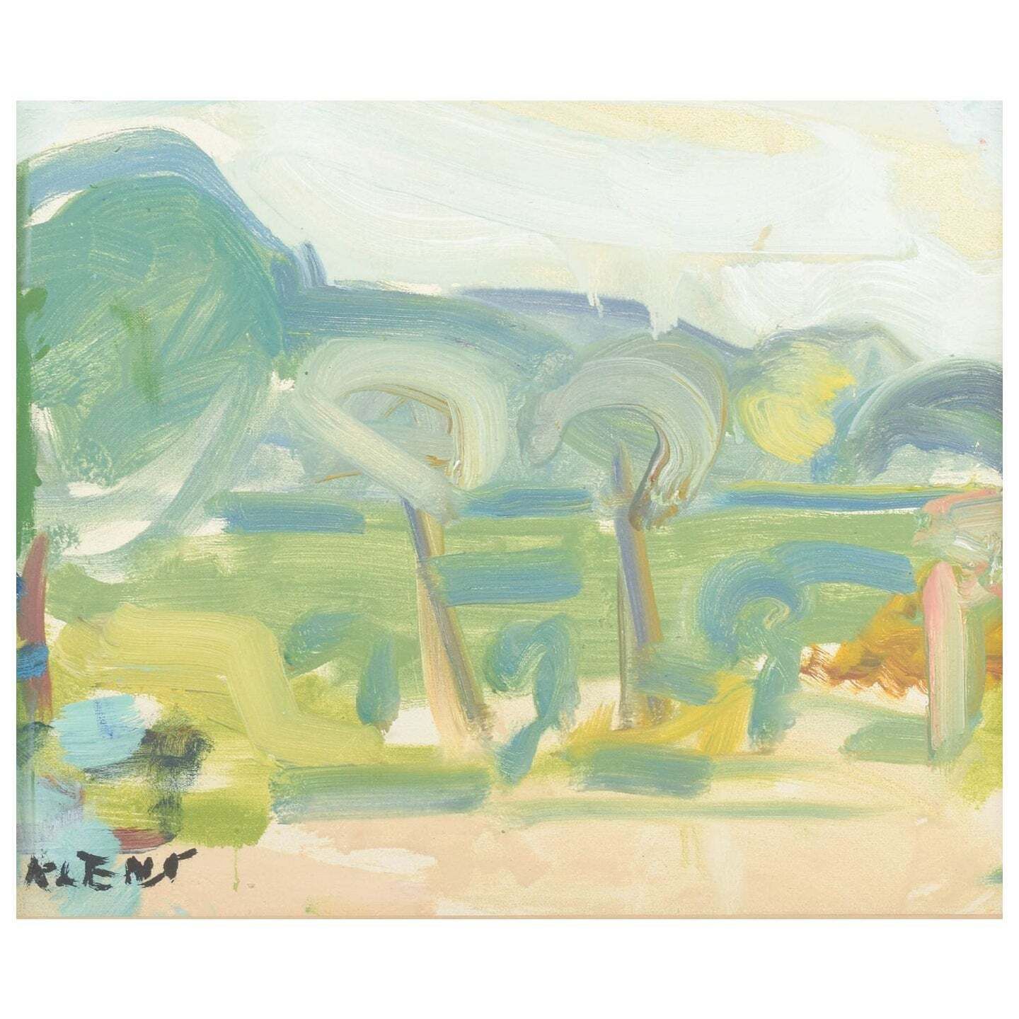 Evgenij Klenø, Danish Artist. Park Scene. Oil On Canvas. Mid 20th C.