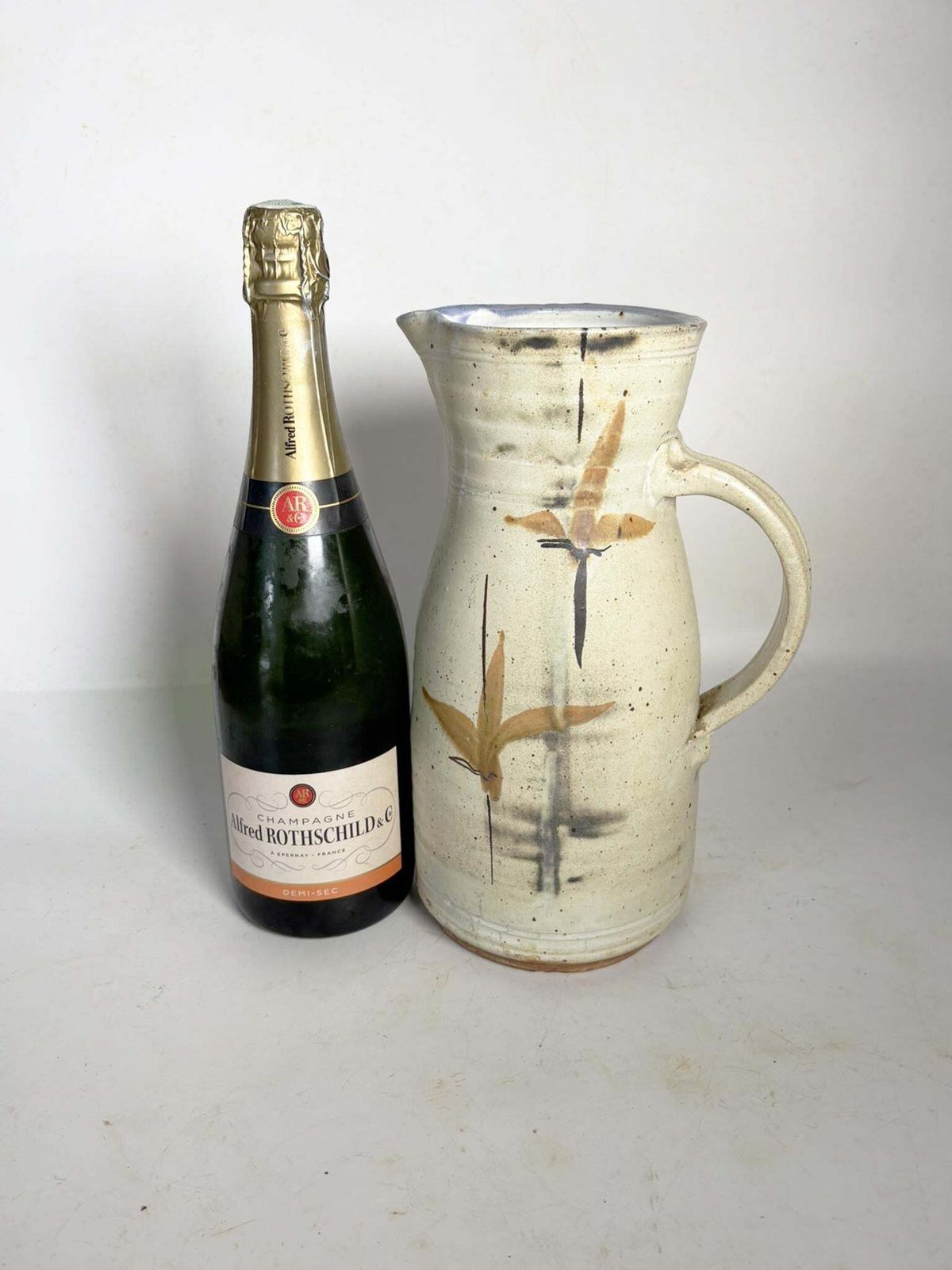 French 1960 White And Brown Vase, France, 1950 photo for sale