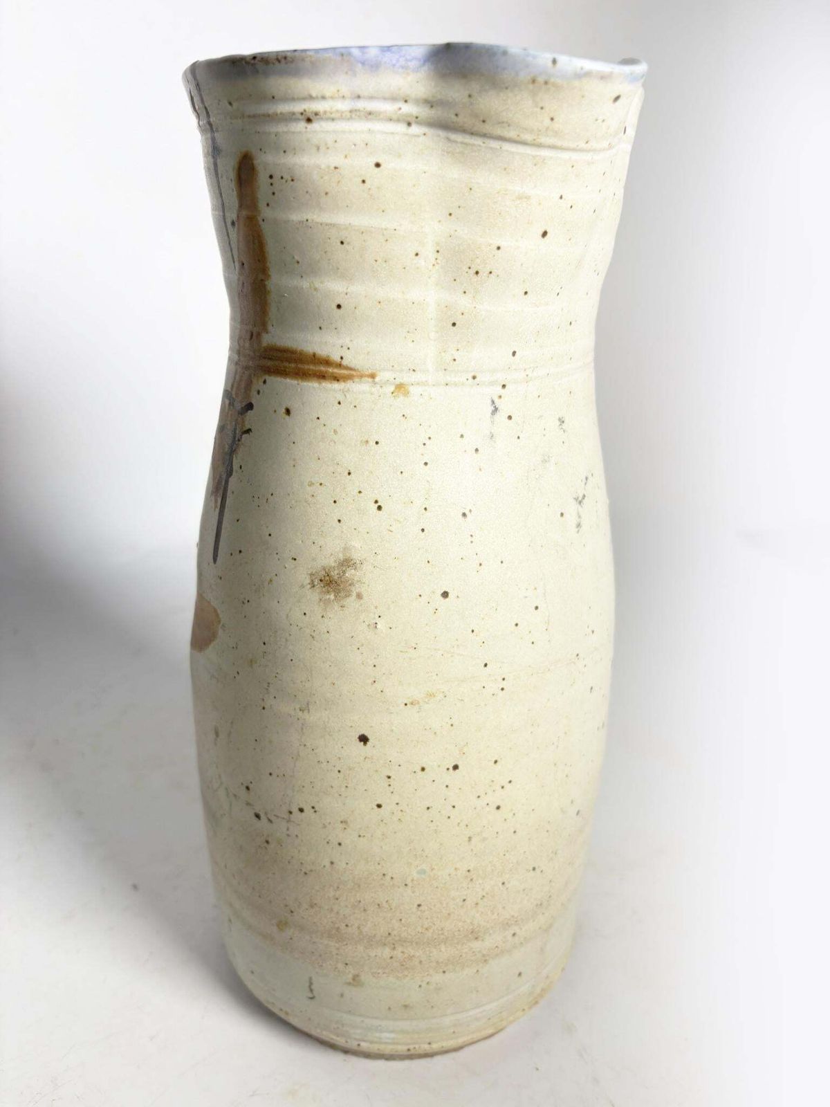 French 1960 White And Brown Vase, France, 1950 photo Home Decor