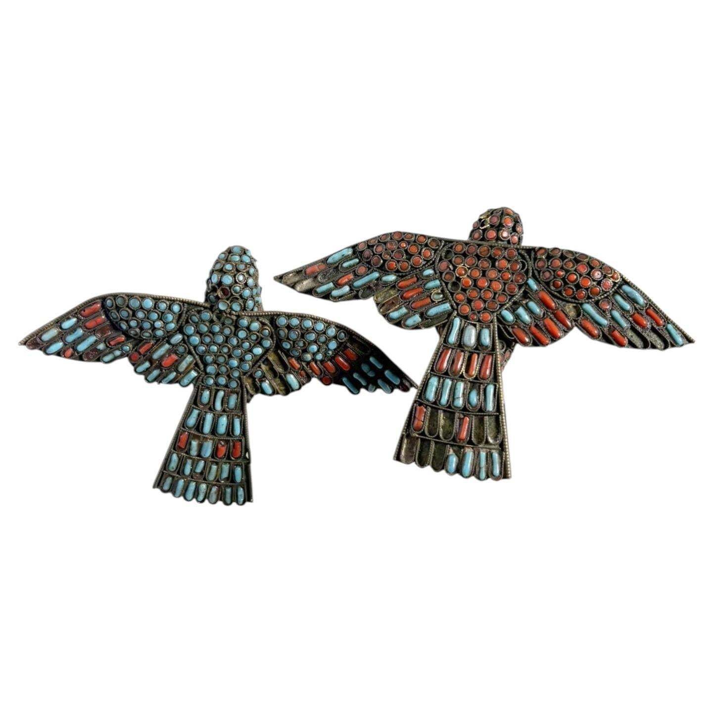 Pair Of Brass Small Decorative Brass Birds Figurines, France, 1950