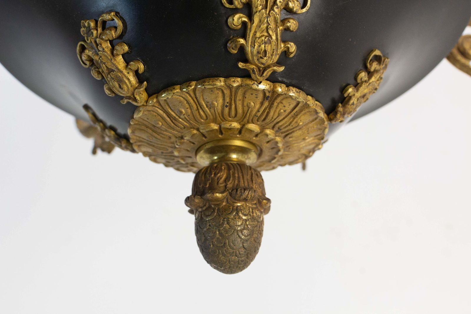 photo for sale French Chandelier Ceiling Pendant Lustre Bronze & Glass Empire Style Circa 1890