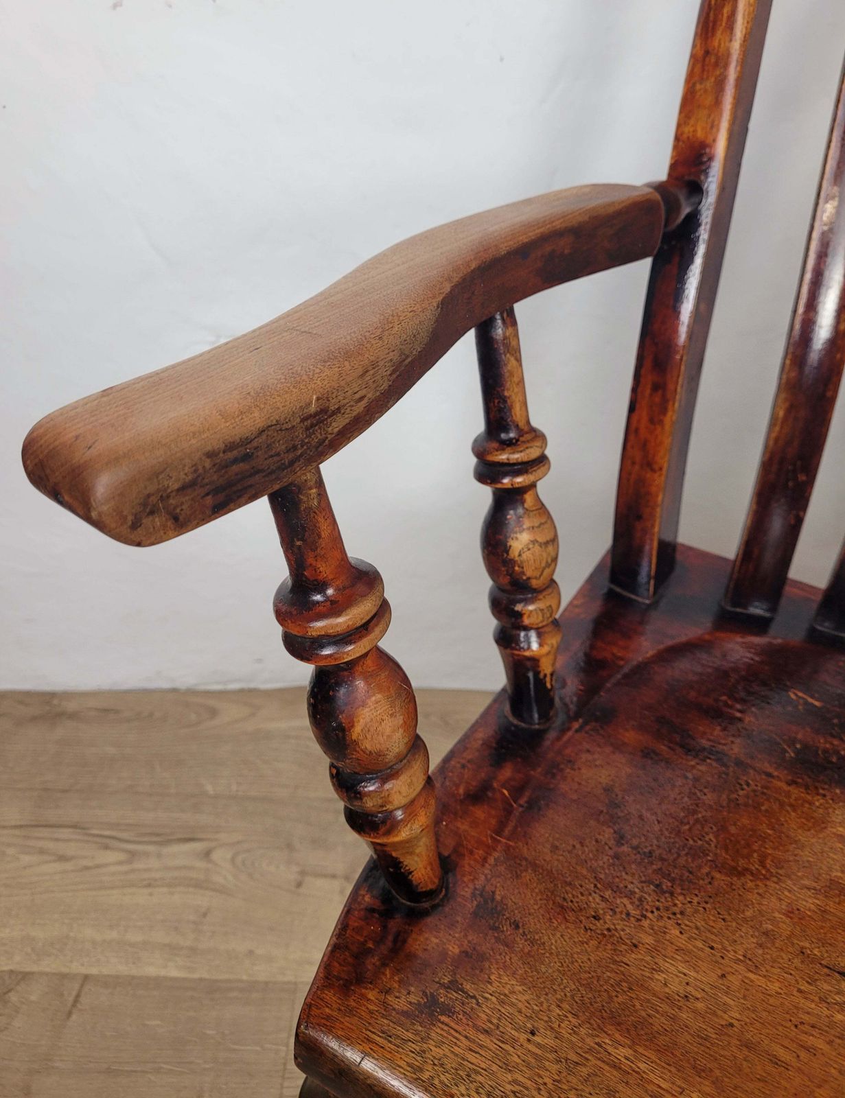 Victorian Kitchen Armchair 19thc Slatback Farmhouse photo vinterior