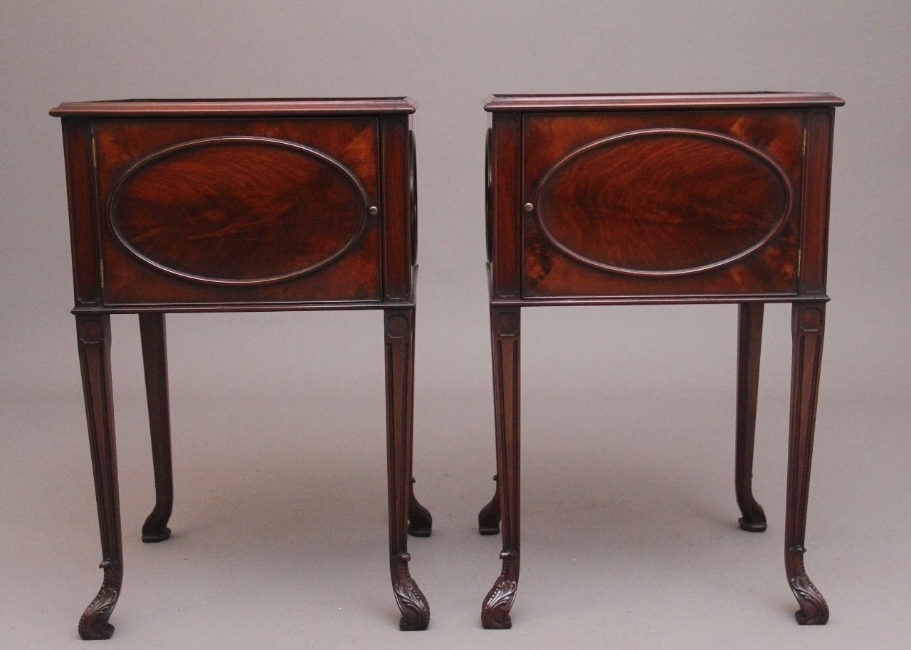 Pair Mid 20th Century Flame Mahogany Bedside Cabinets photo furniture
