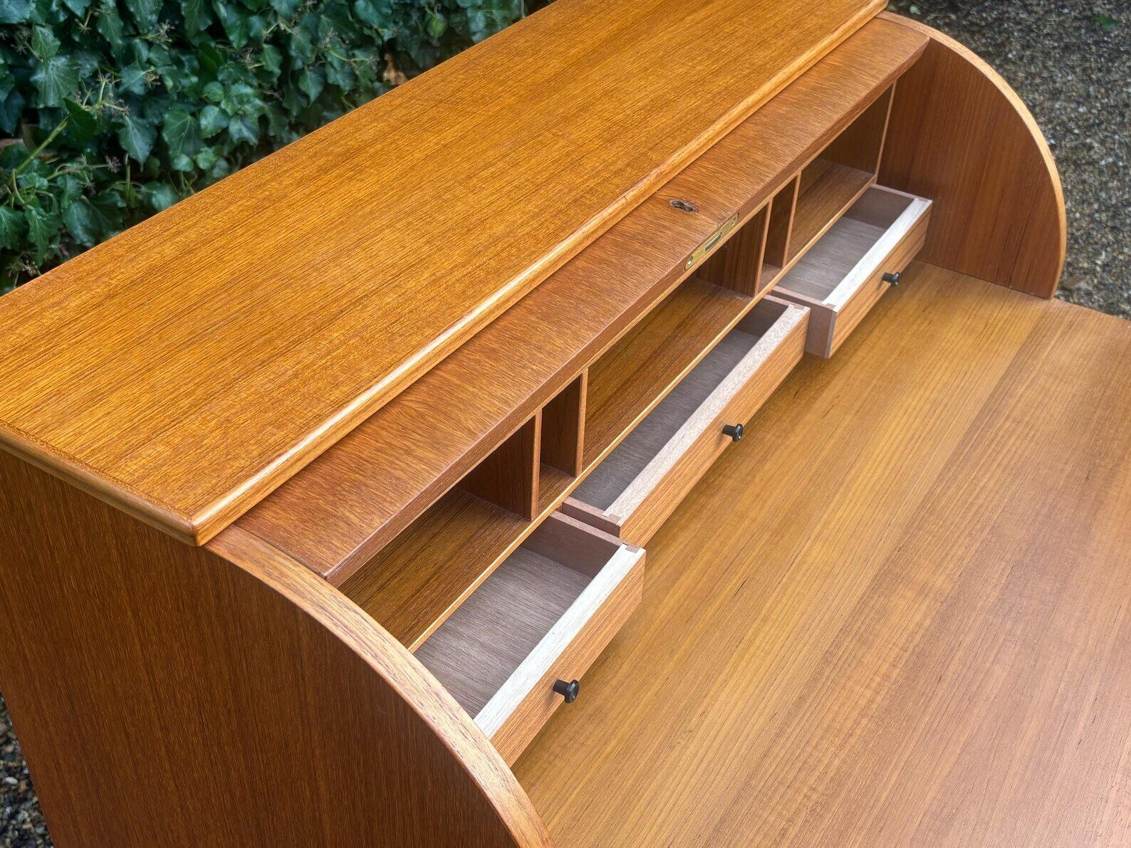 photo furniture Mid Century Cylinder Top Bureau In Teak
