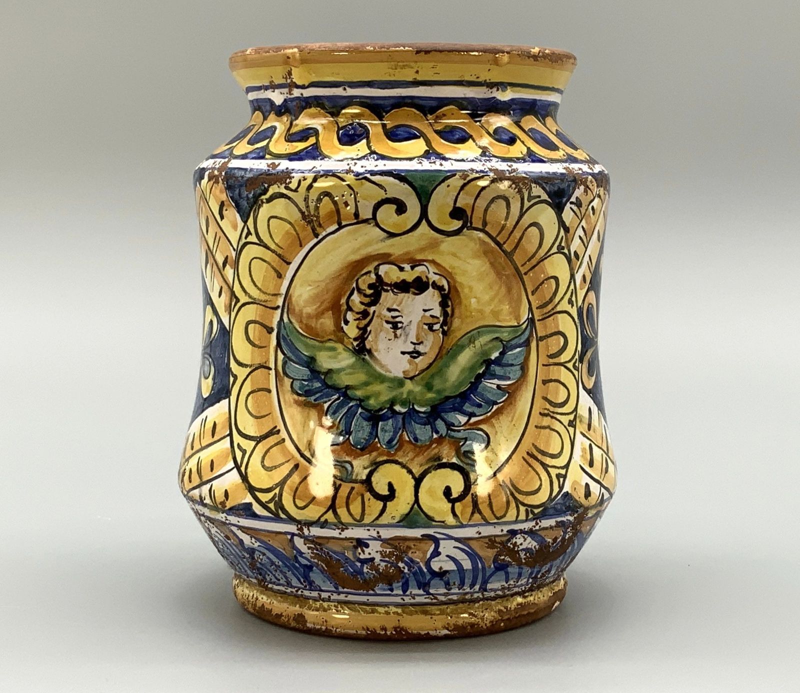 Large Italian Majolica Albarello Pharmacy Wet Drug Jar 18th/19th Century Faience