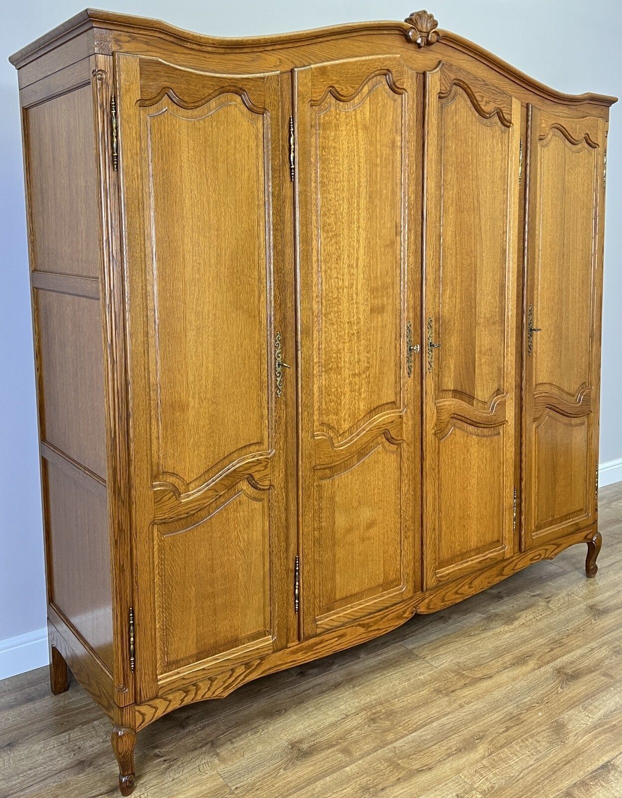 Wardrobe Vintage French Louis XVI Style Oak Four Door Carved Armoire Lot 4824 photo furniture