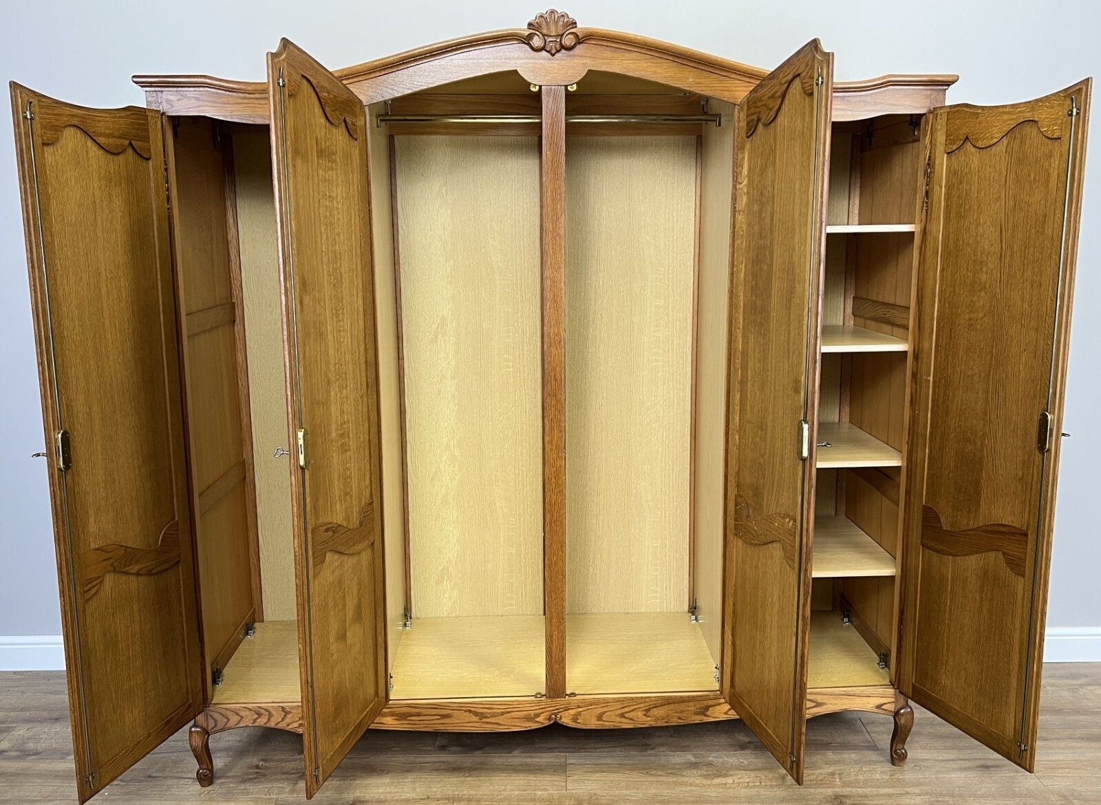 Wardrobe Vintage French Louis XVI Style Oak Four Door Carved Armoire Lot 4824 photo buy