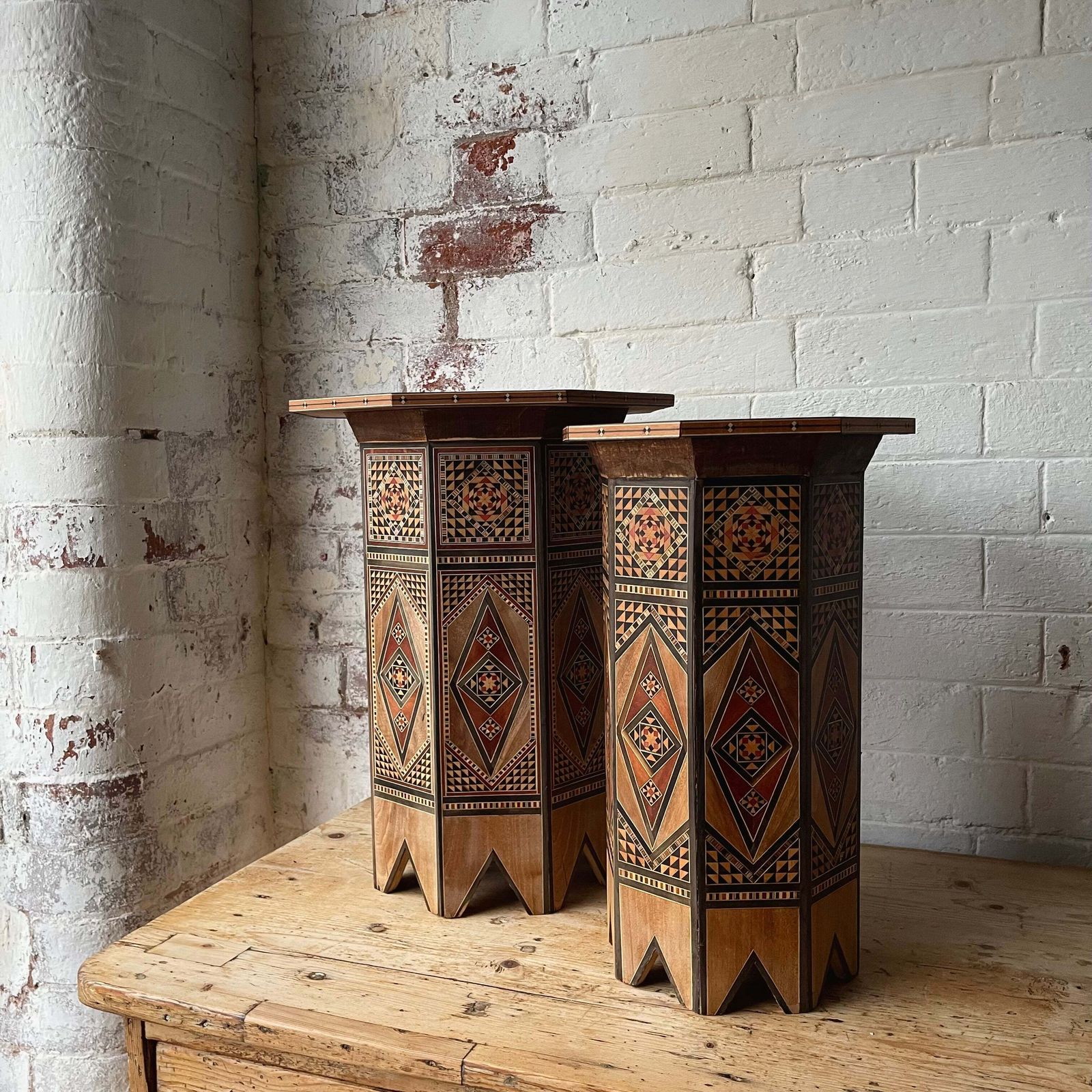 Moroccan Inlaid Marquetry Table   Large #1932
