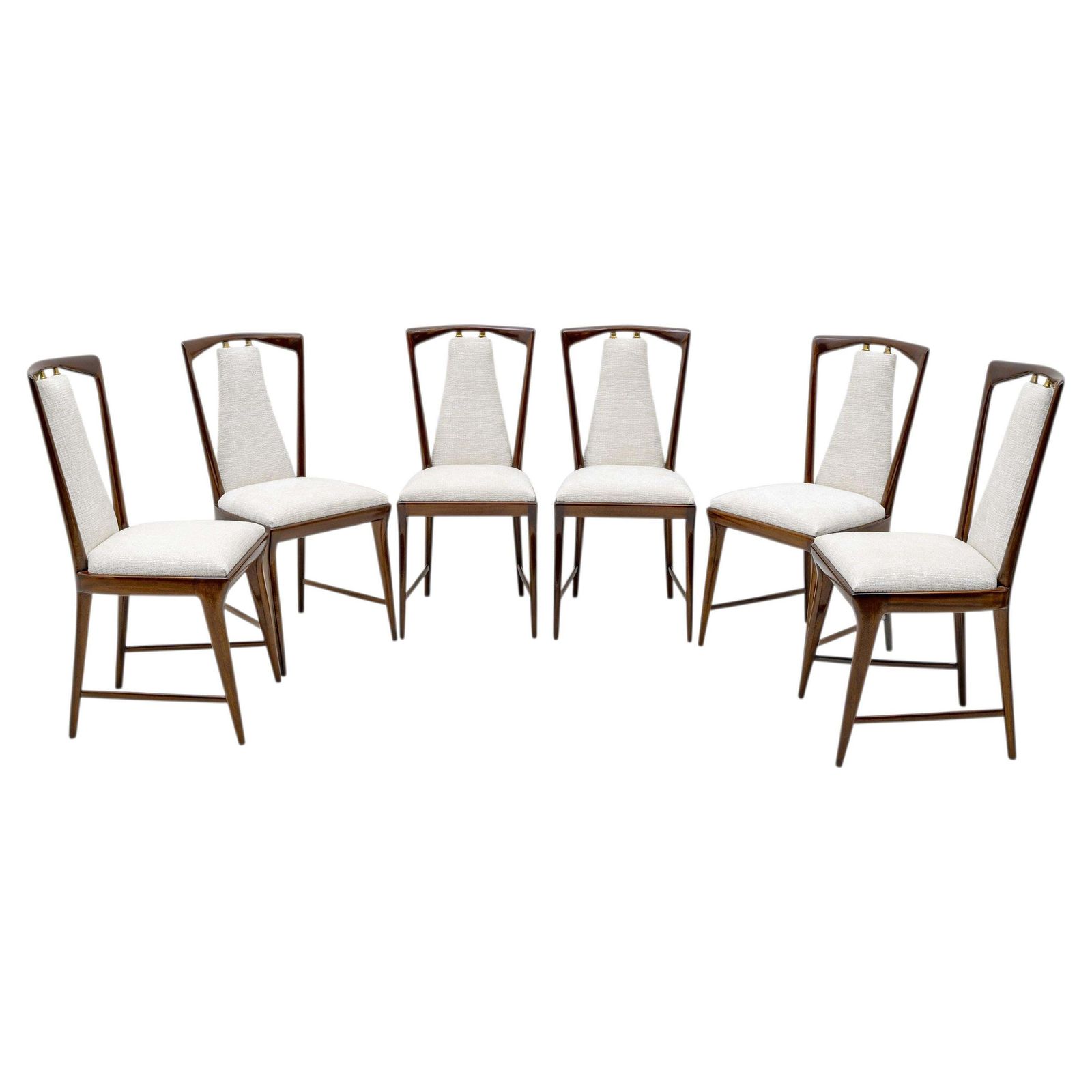 Set Of 6 Osvaldo Borsani Mid Century Modern Italian Bouclè Dining Chairs, 50s