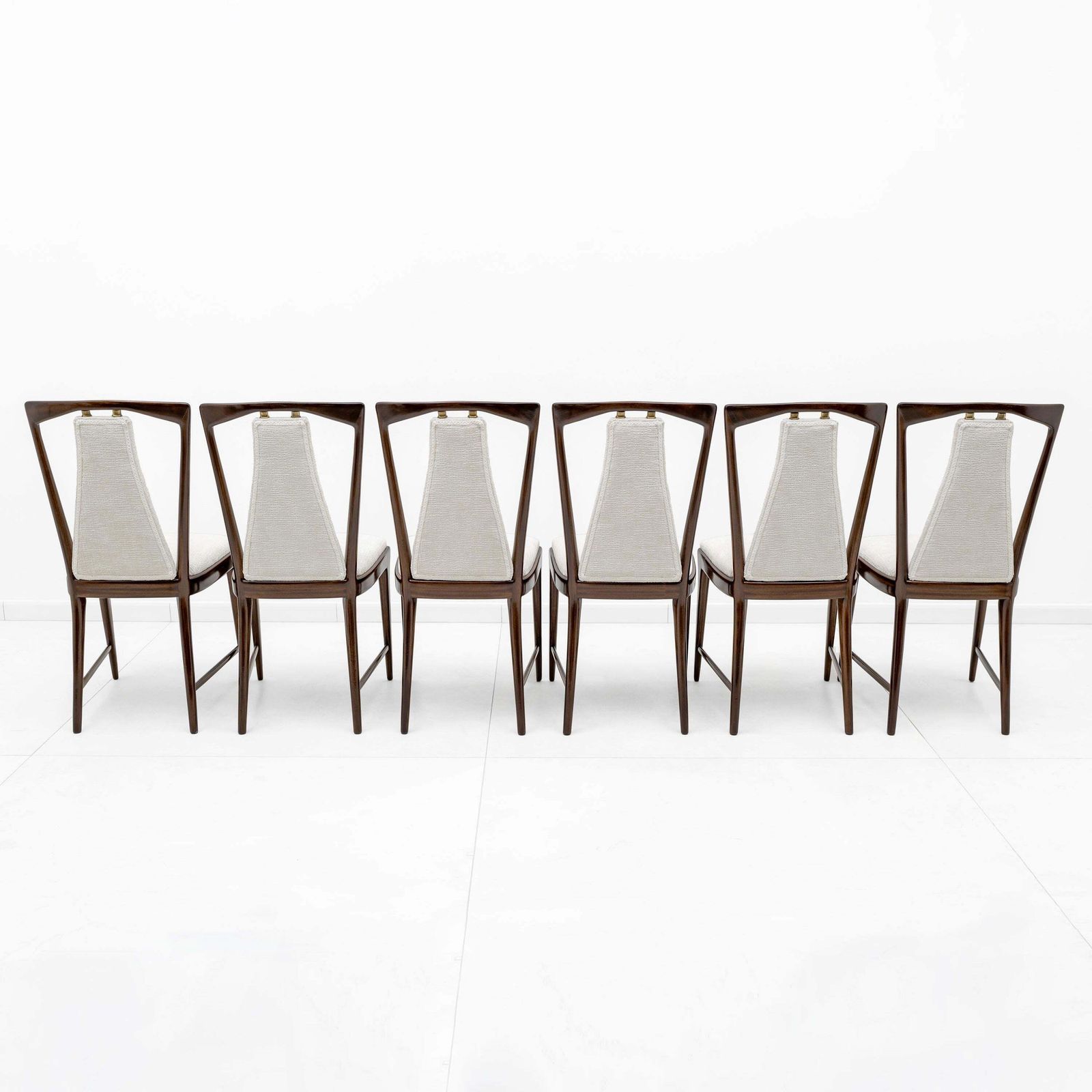 Set Of 6 Osvaldo Borsani Mid Century Modern Italian Bouclè Dining Chairs, 50s photo Furniture