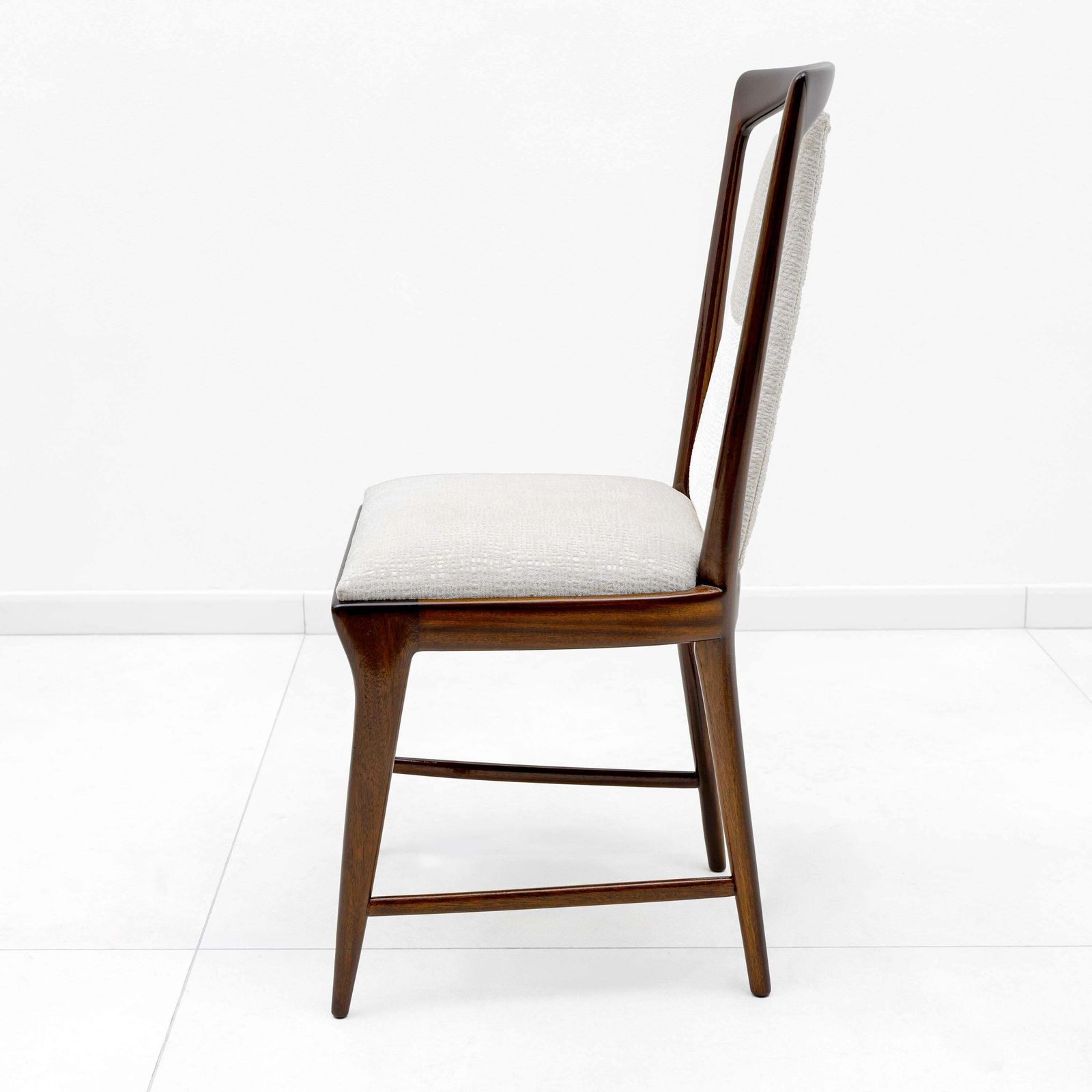 photo for sale Set Of 6 Osvaldo Borsani Mid Century Modern Italian Bouclè Dining Chairs, 50s