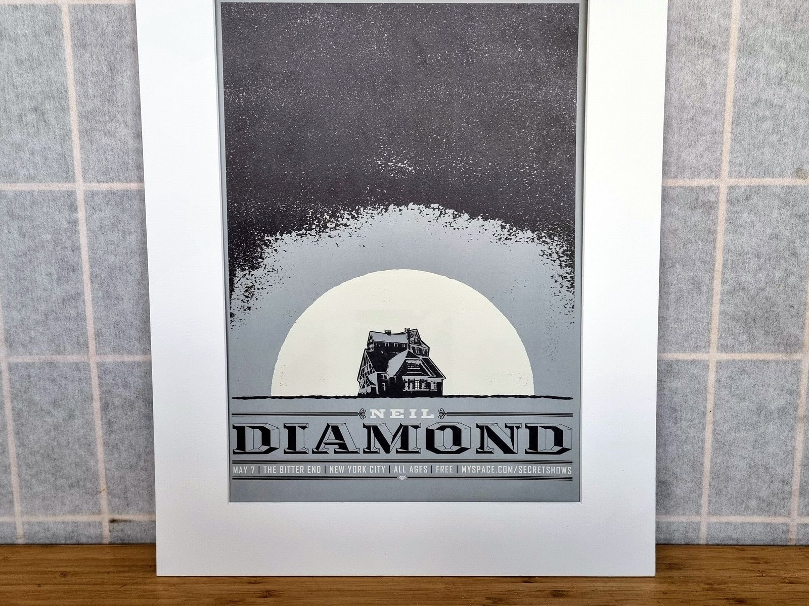 Gig Poster Art Print Music Wall Decor, Neil Diamond Concert Design, 2000s Music Show, Mounted Gig Art photo furniture