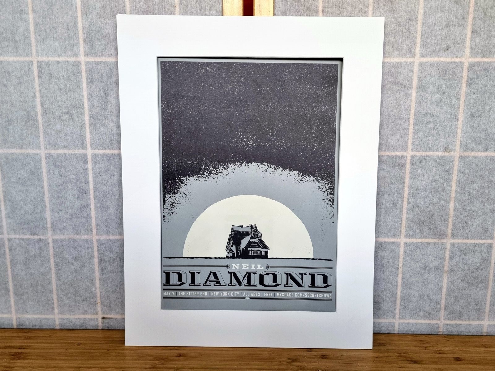 Gig Poster Art Print Music Wall Decor, Neil Diamond Concert Design, 2000s Music Show, Mounted Gig Art