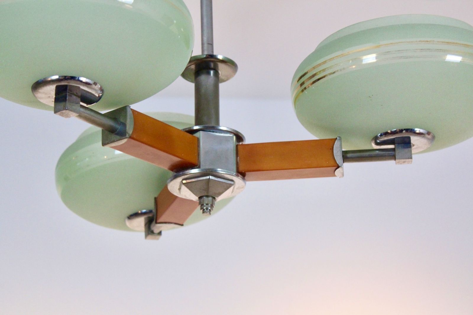 Czechoslovak Functionalist Art Deco Chandelier, Circa 1930–1935 photo Lighting