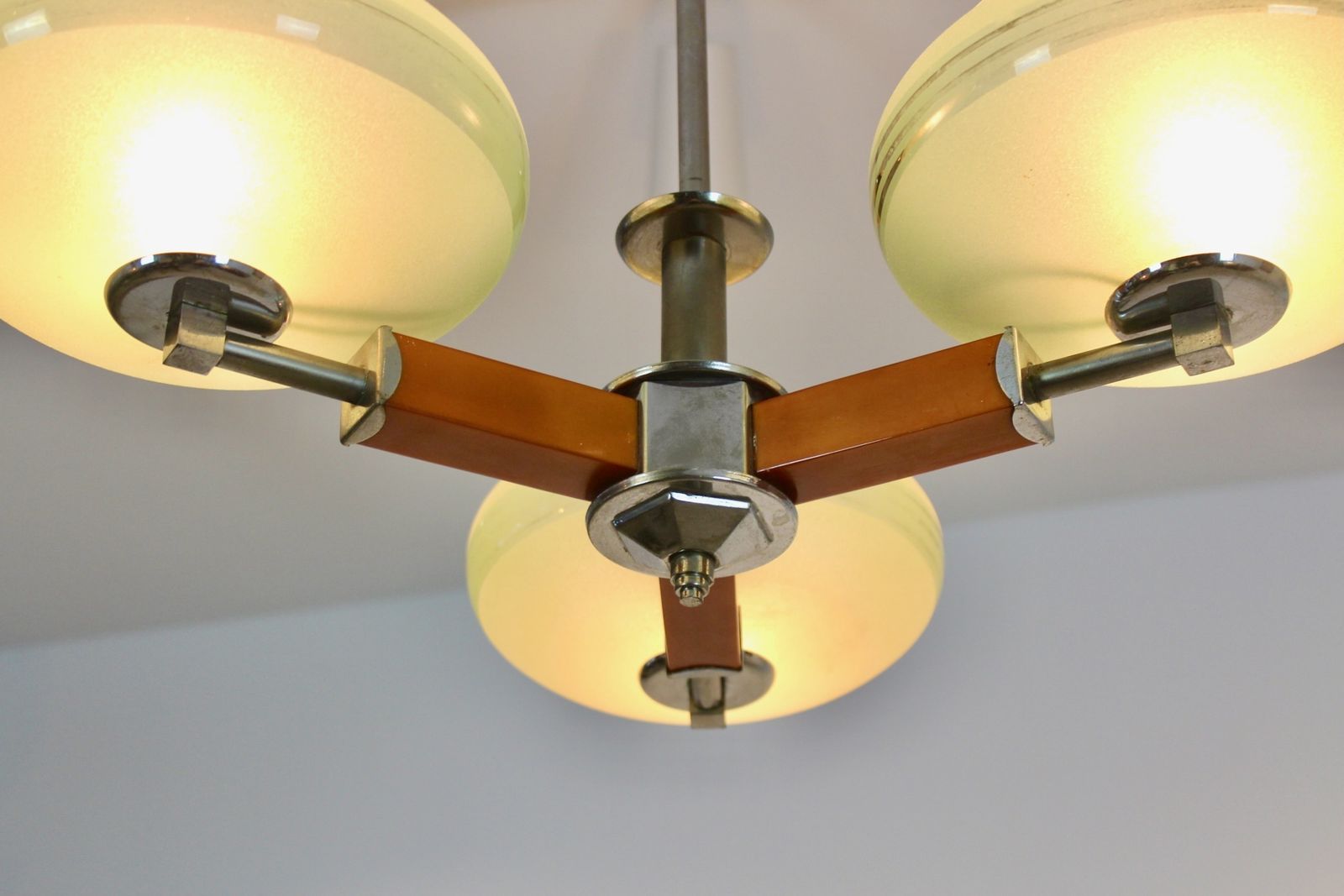 Czechoslovak Functionalist Art Deco Chandelier, Circa 1930–1935 photo 2972.0