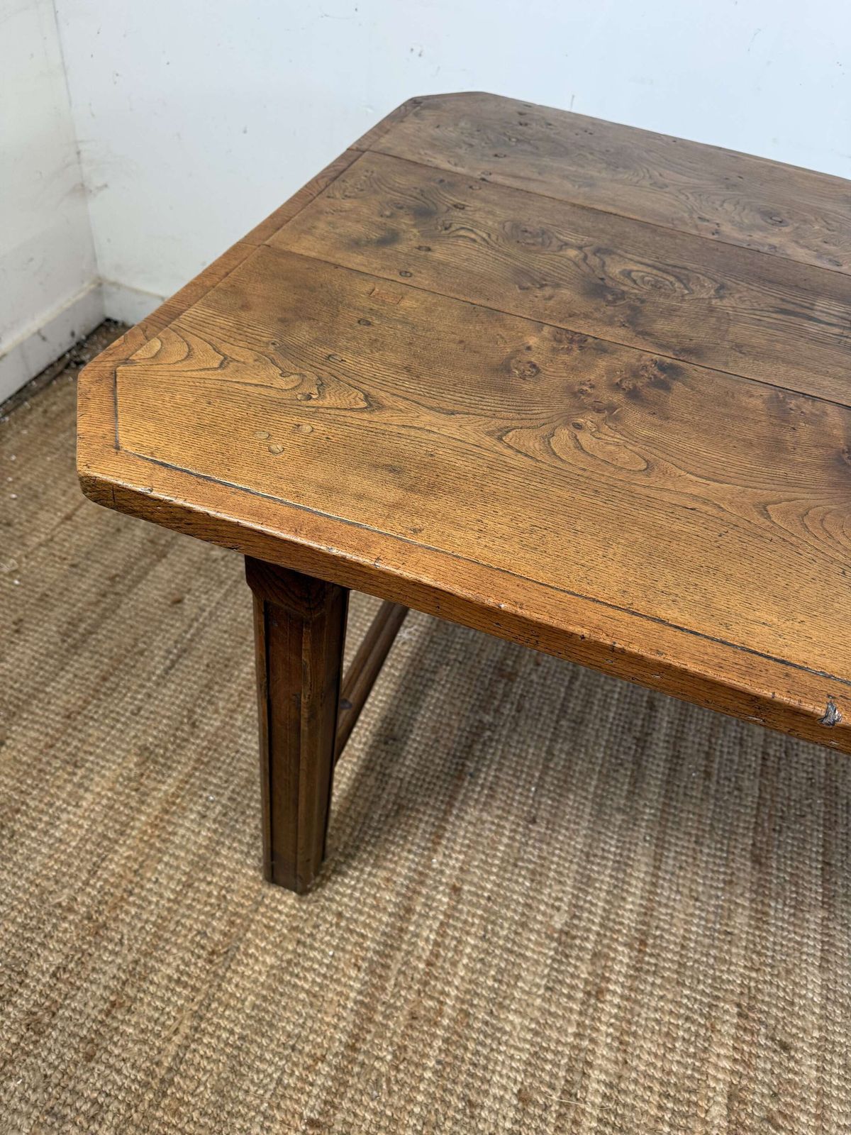 Furniture Early 20th Century Elm Farmhouse Table photo