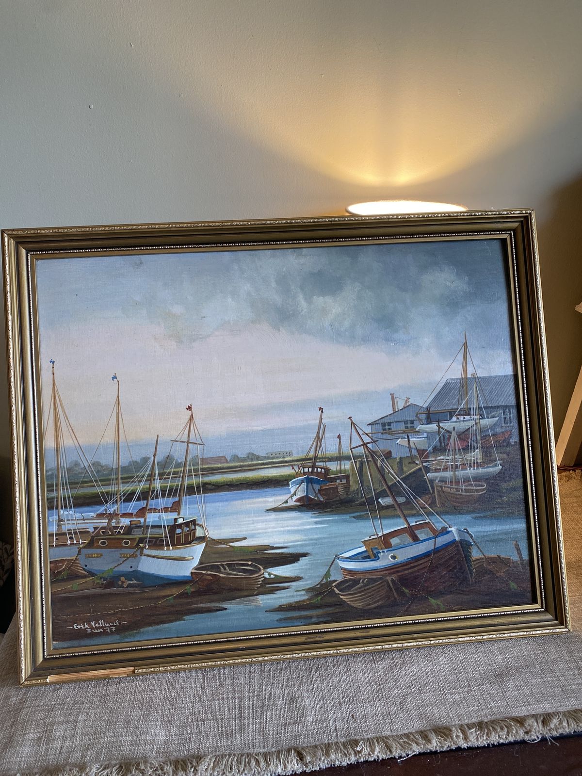 Suffolk Harbour Sailing Boats   Original Oil Painting