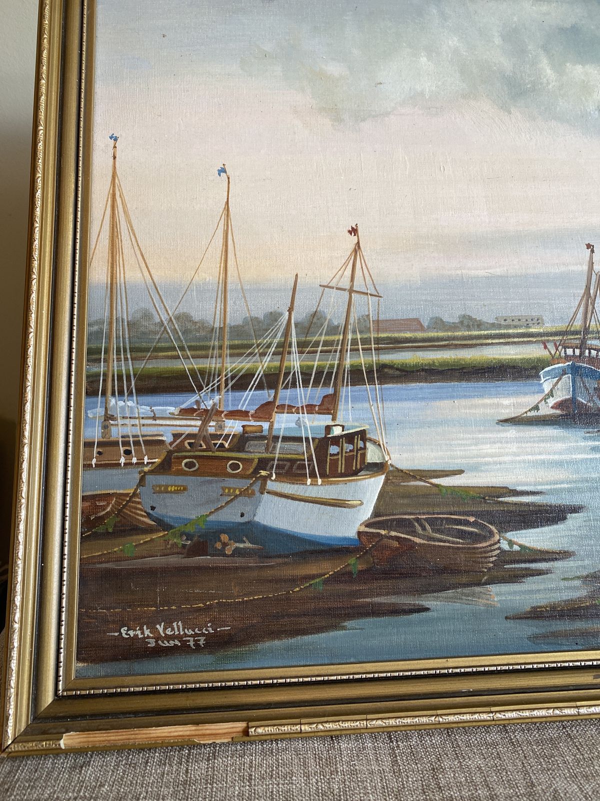 Suffolk Harbour Sailing Boats   Original Oil Painting photo for sale