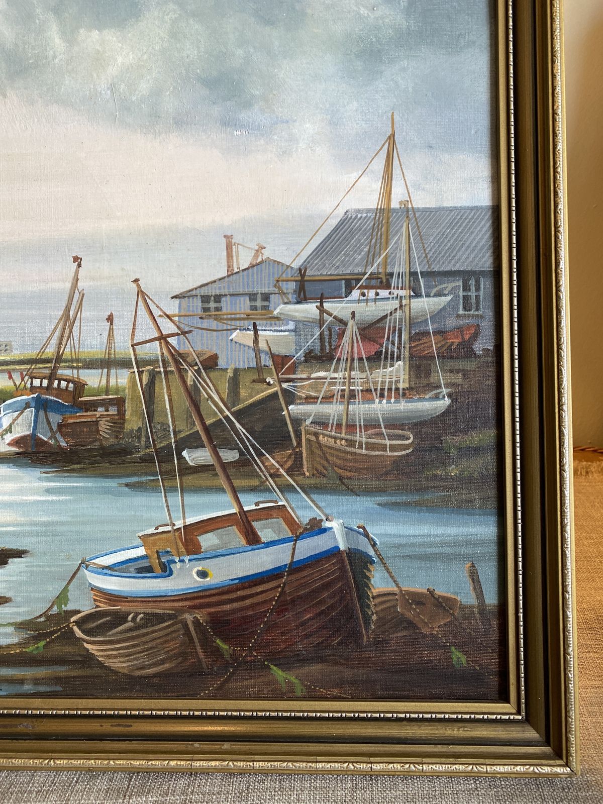 Suffolk Harbour Sailing Boats   Original Oil Painting photo Art