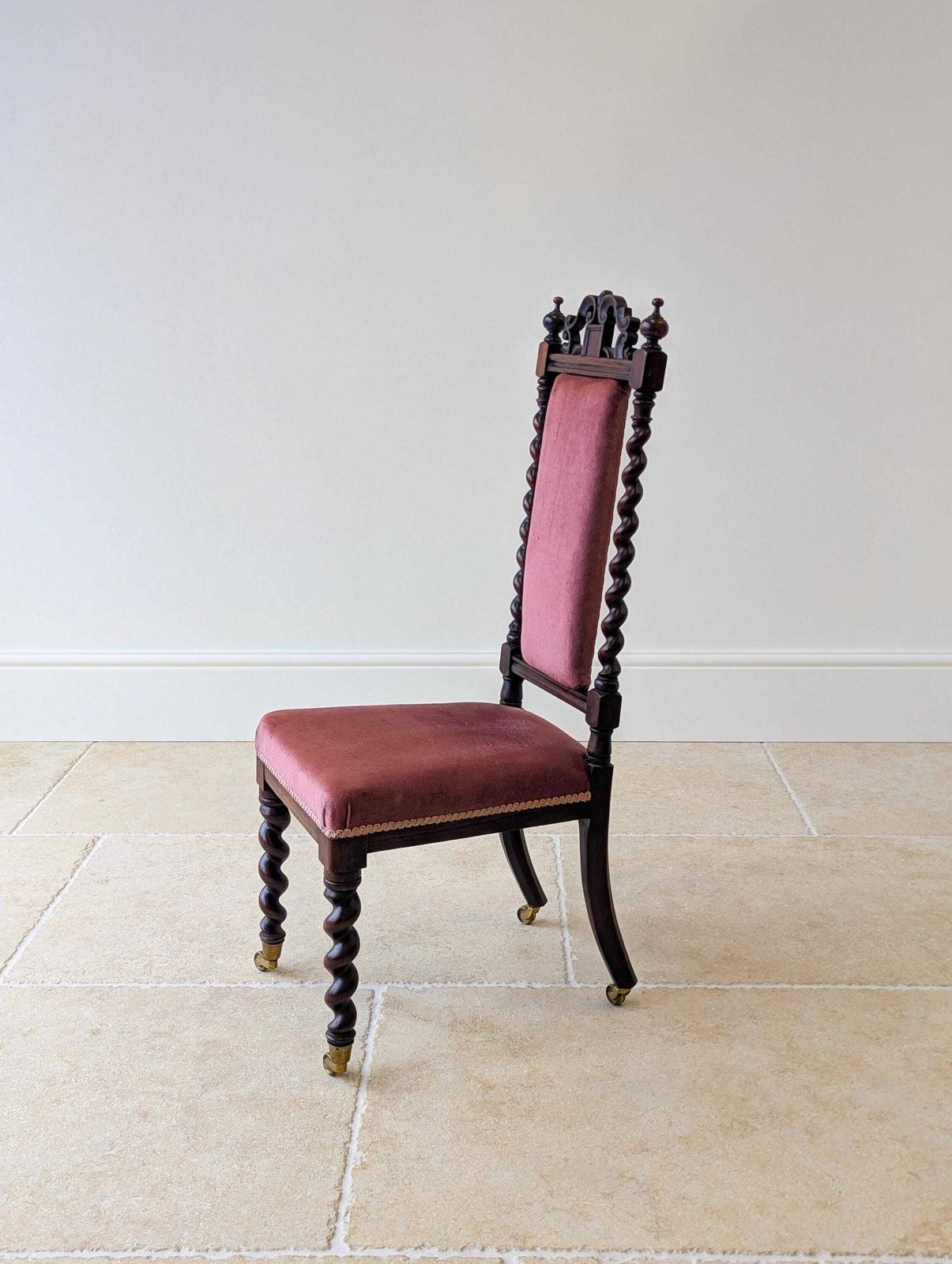 Furniture Antique Victorian Rosewood Barley Twist Side Chair C.1880 photo