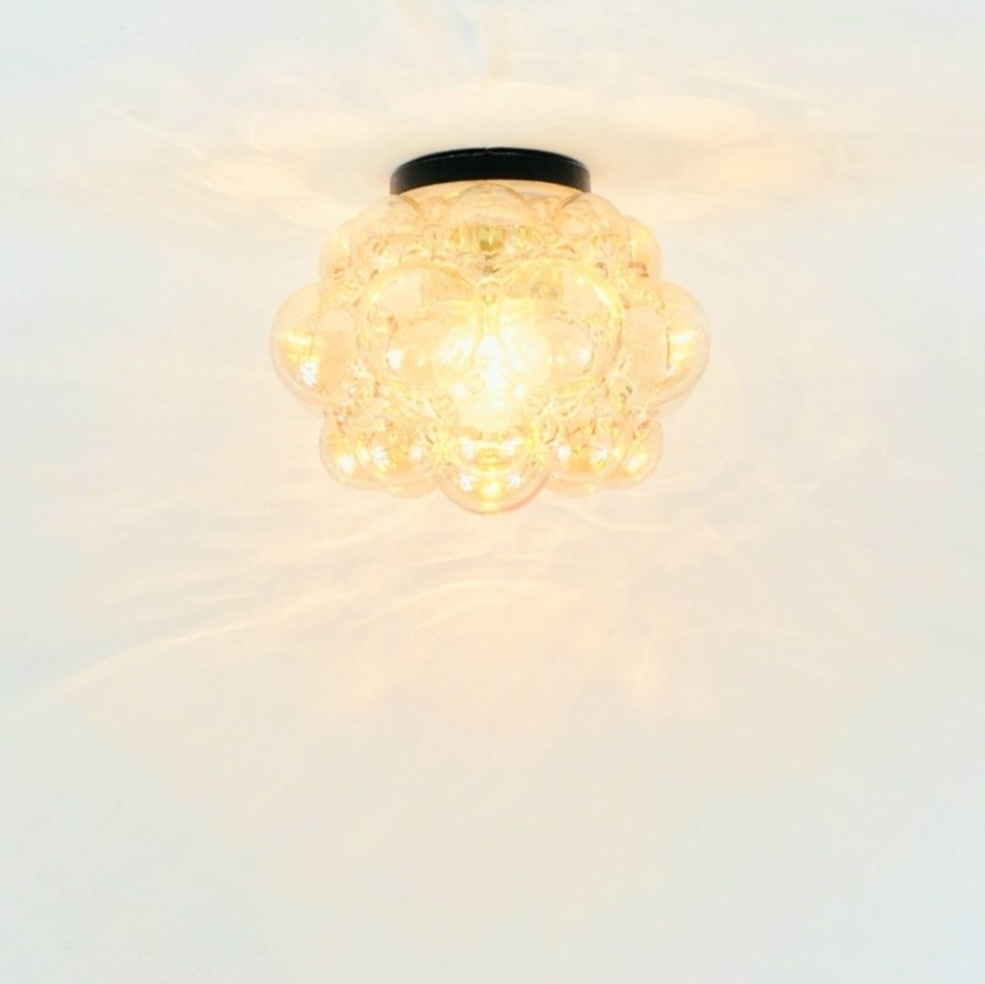 Pair Of Mid Century Amber Bubble Glass Ceiling Lights By Helena Tynell For Limburg, Germany, 1970s photo vinterior