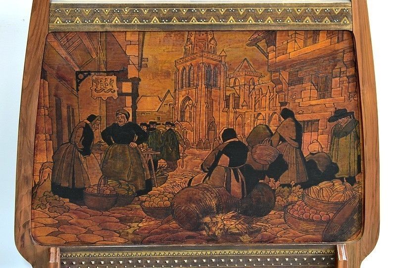 Fireplace Pyrographed Fireplace Screen, 20th photo for sale