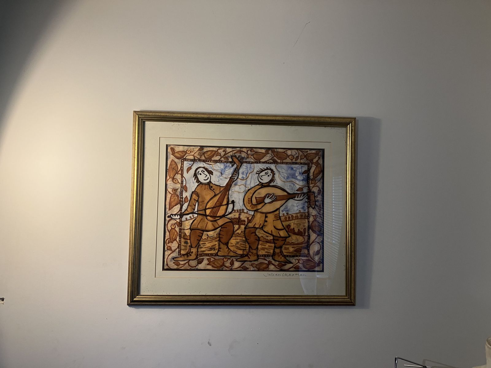 “Minstrel Duo” Original Batic Painting By Julian Chapman photo Art