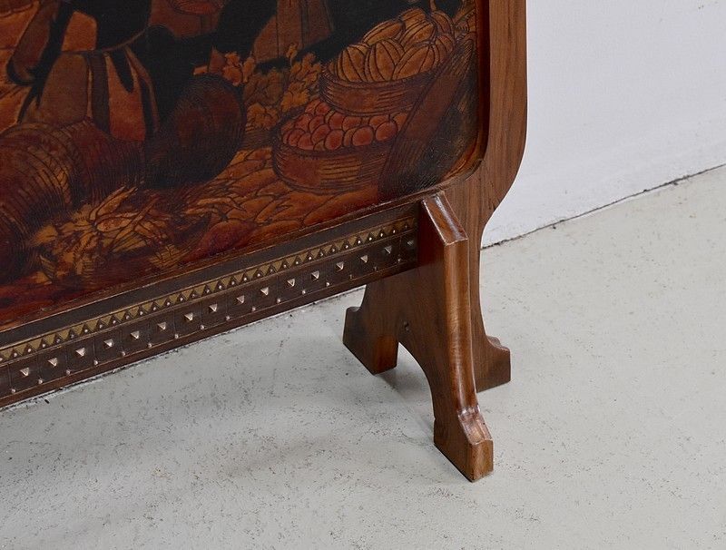photo furniture Fireplace Pyrographed Fireplace Screen, 20th