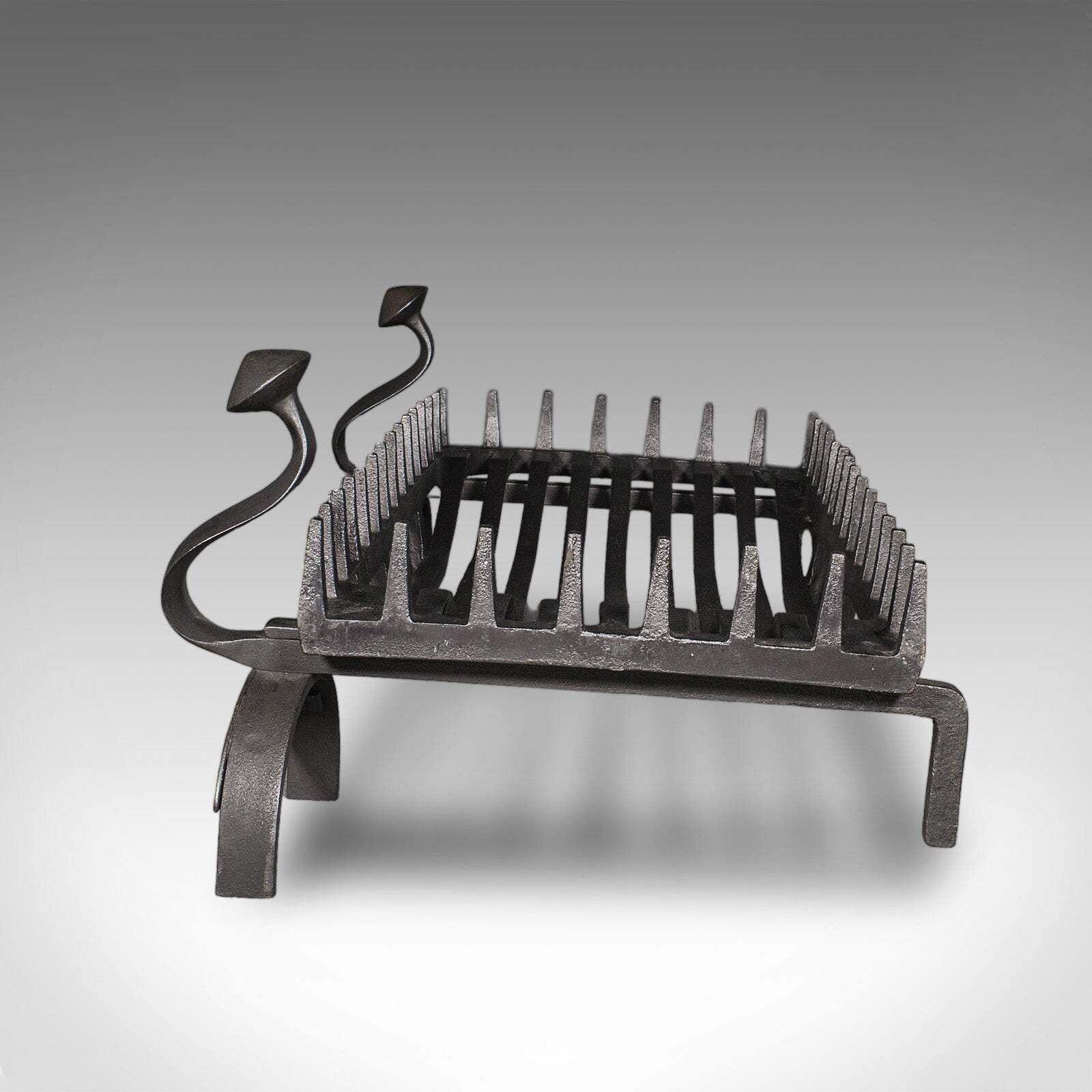Large Antique Fireplace Set, English, Fire Basket, Andirons, Gothic, Edwardian photo 985.0