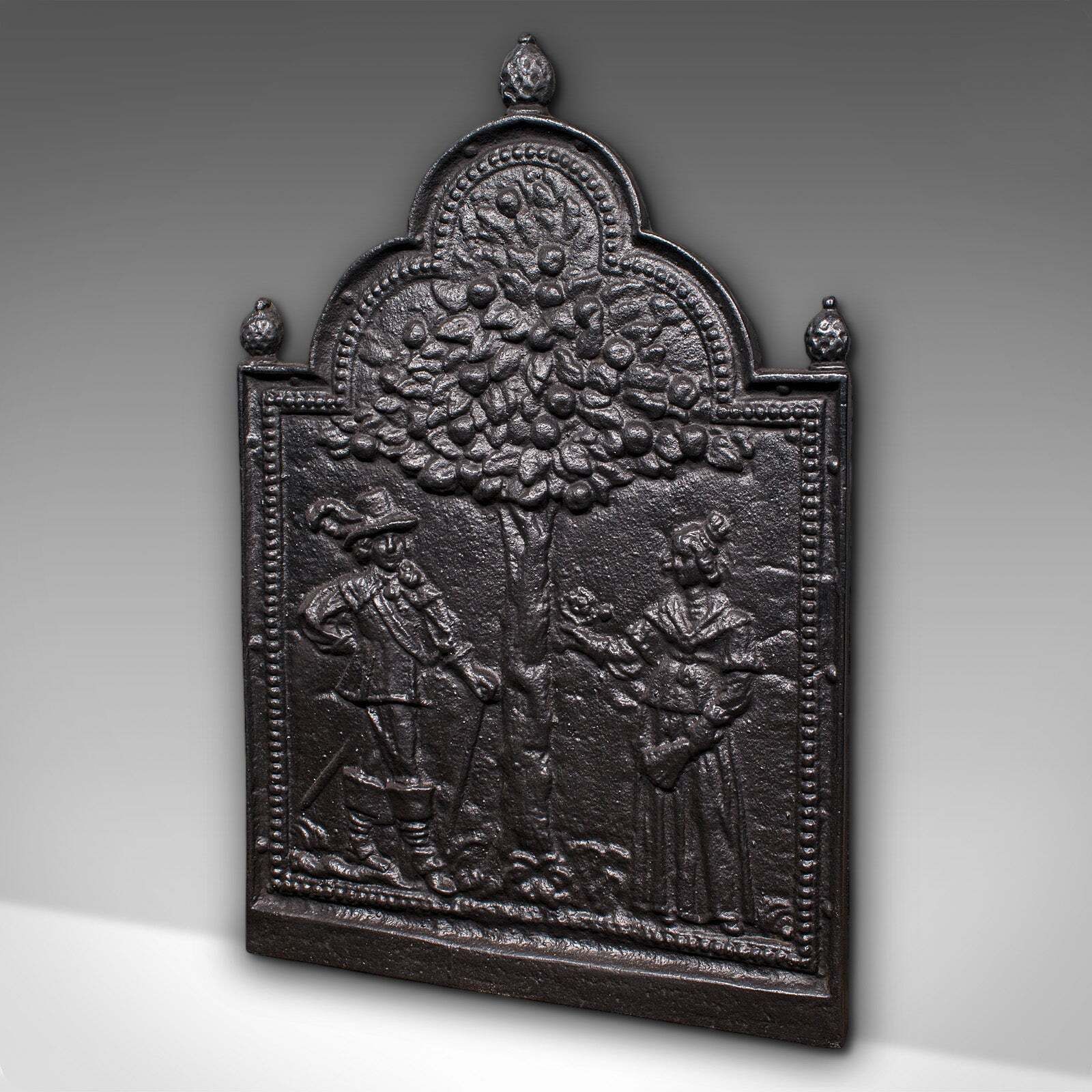 Antique Tree Of Life Fire Back, English Cast Iron Fireplace Reflector, Victorian photo for sale