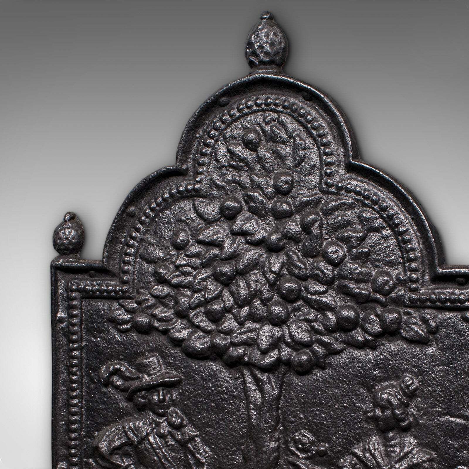 Antique Tree Of Life Fire Back, English Cast Iron Fireplace Reflector, Victorian photo vinterior