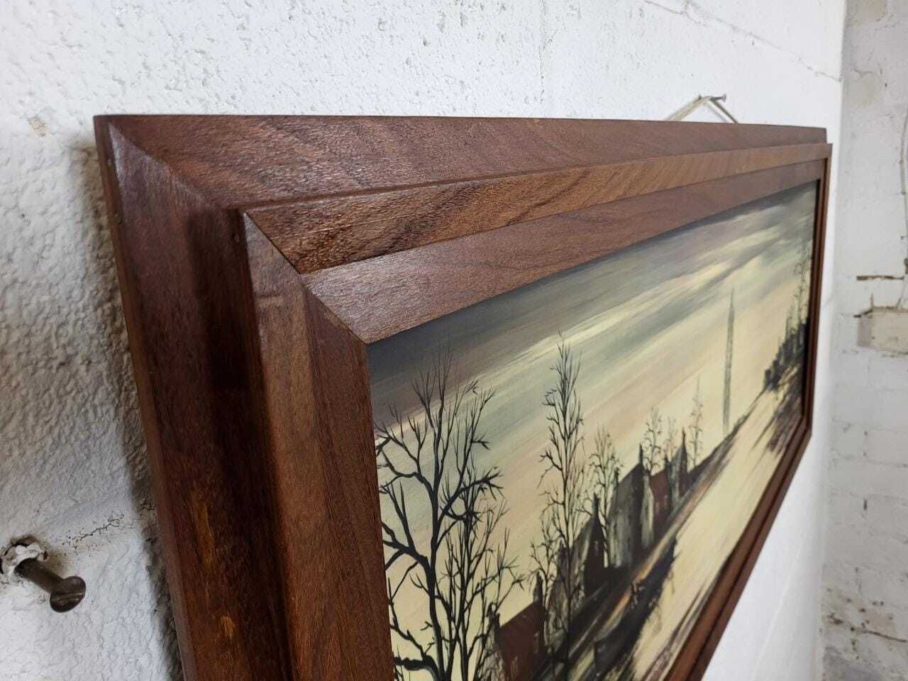 Vintage Mid Century Large Teak Framed Print Riverbanks By Ronald Norman Folland photo 195.0