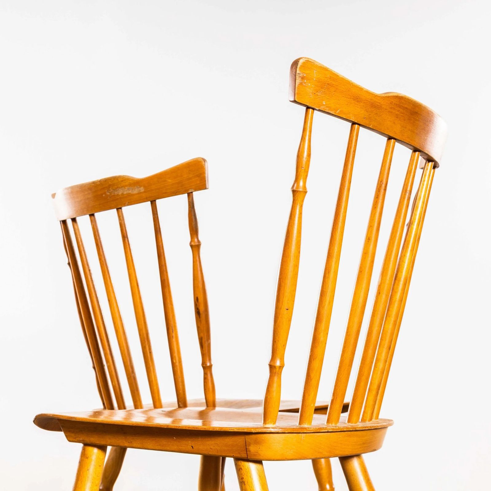 1950’s Elegant Stick Back Lipped Seat Dining Chairs – Set Of Four photo furniture