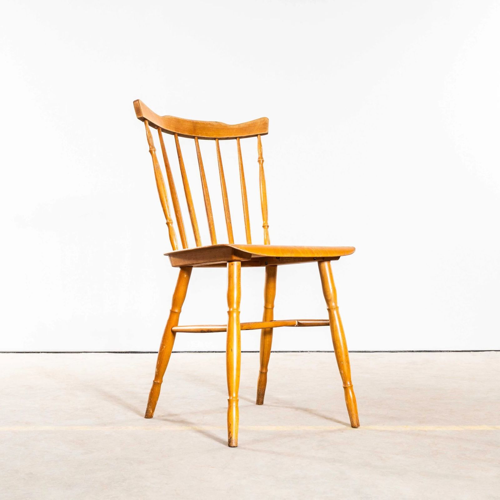1950’s Elegant Stick Back Lipped Seat Dining Chairs – Set Of Four photo for sale