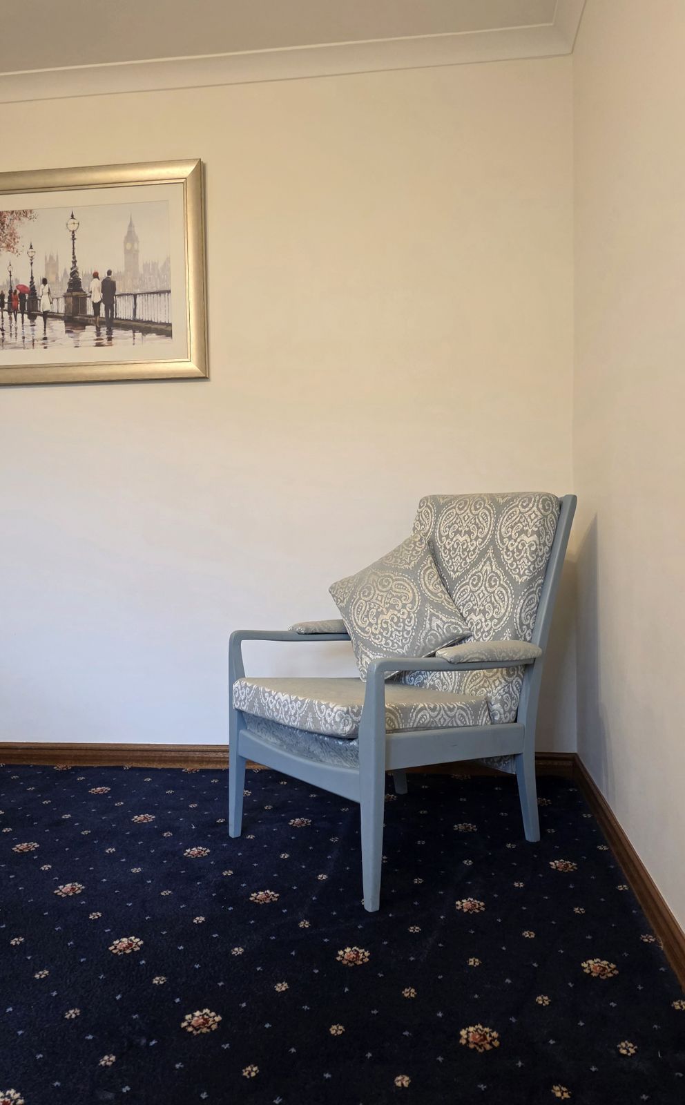 1960s Cintique High Back Chair In Prestigious Textiles ‘Emotion Marine’