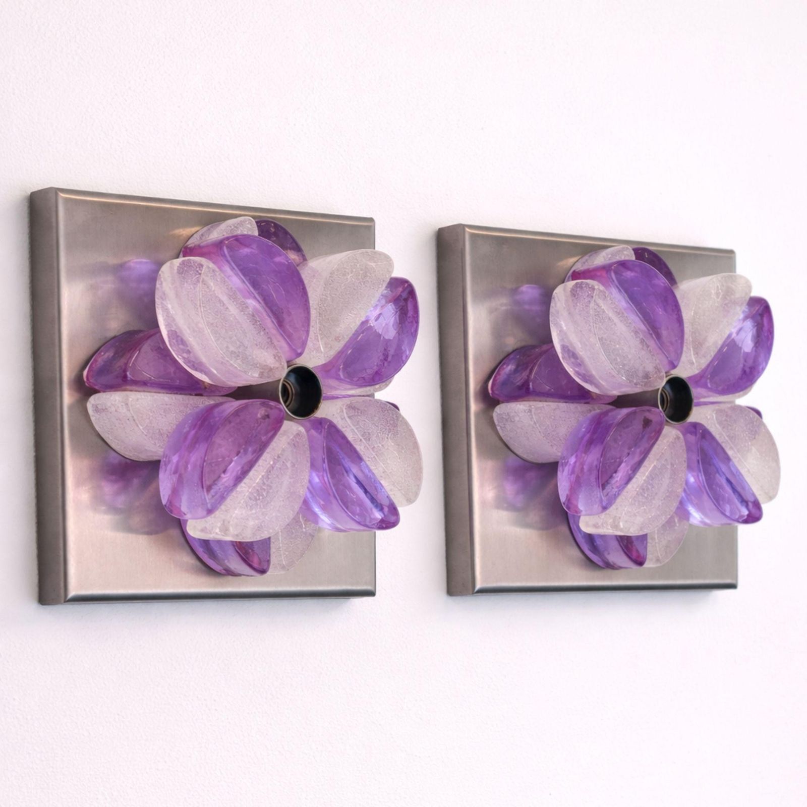 Pair Of Mid Century Modern Murano Glass Wall Sconces By Poliarte, Italy, 1970s photo furniture