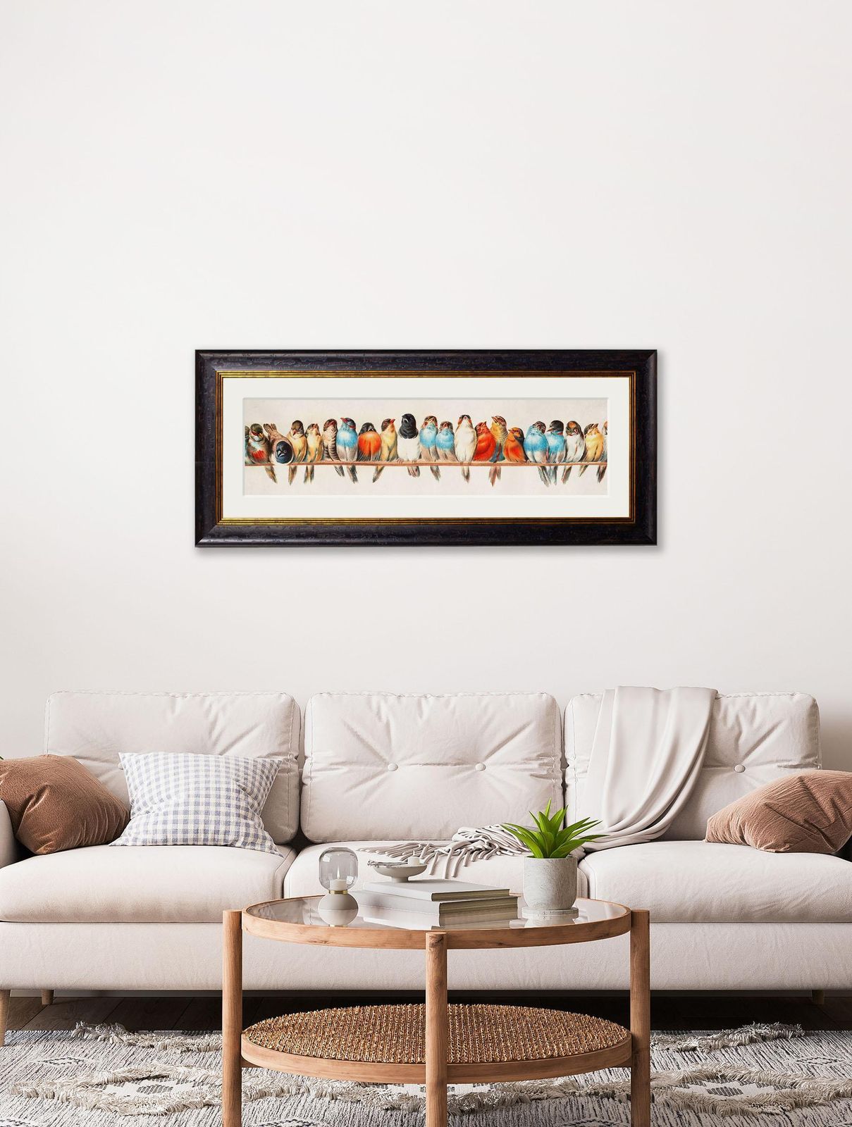Birds On A Wire Framed Print By Hector Giacomelli Originally Ca 1880, New photo 310.0