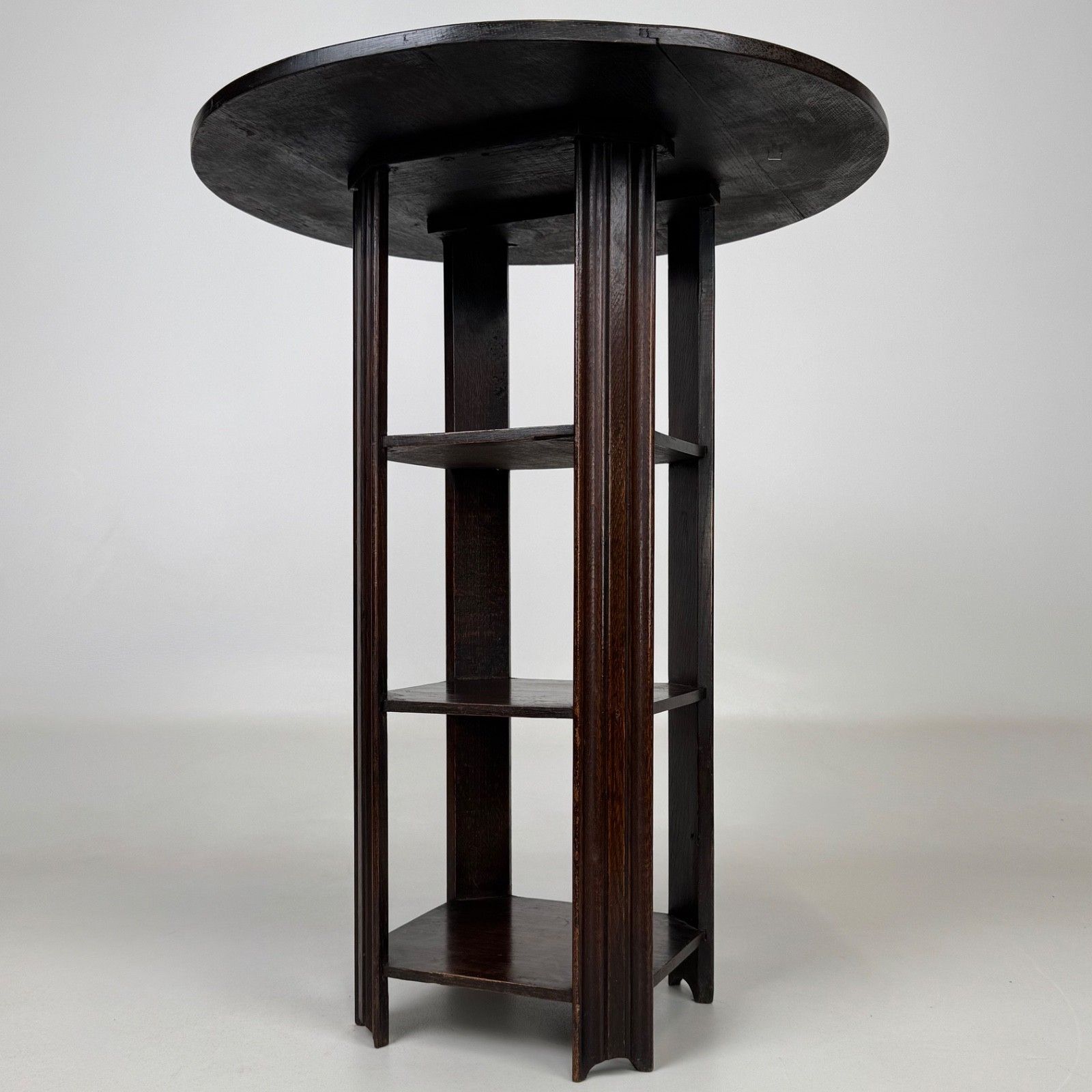 Antique 20th Century Unique Round Side Table In Oak photo furniture